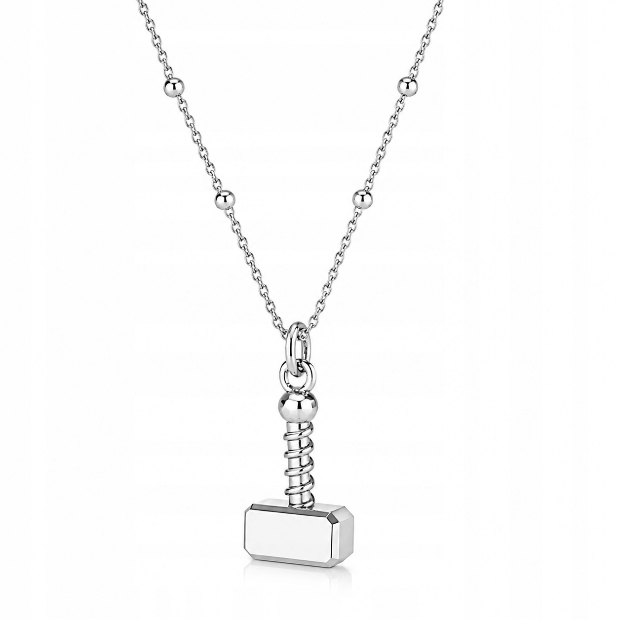 Mjolnir Młot Thora Wiking Stříbrný kuličkový náhrdelník stříbro 925