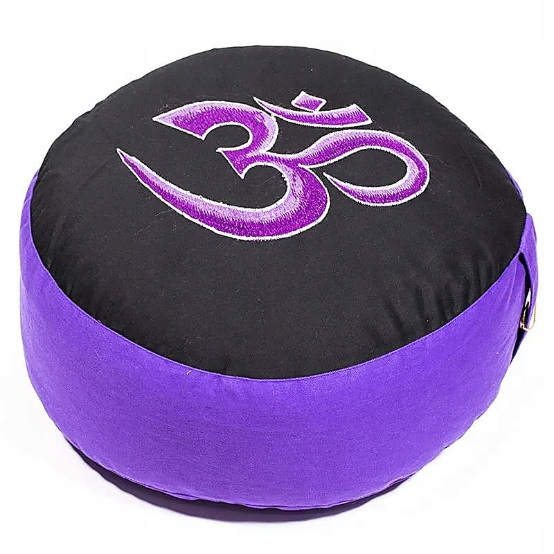 Polštář pro meditaci Ohm černofialový 33x13 cm