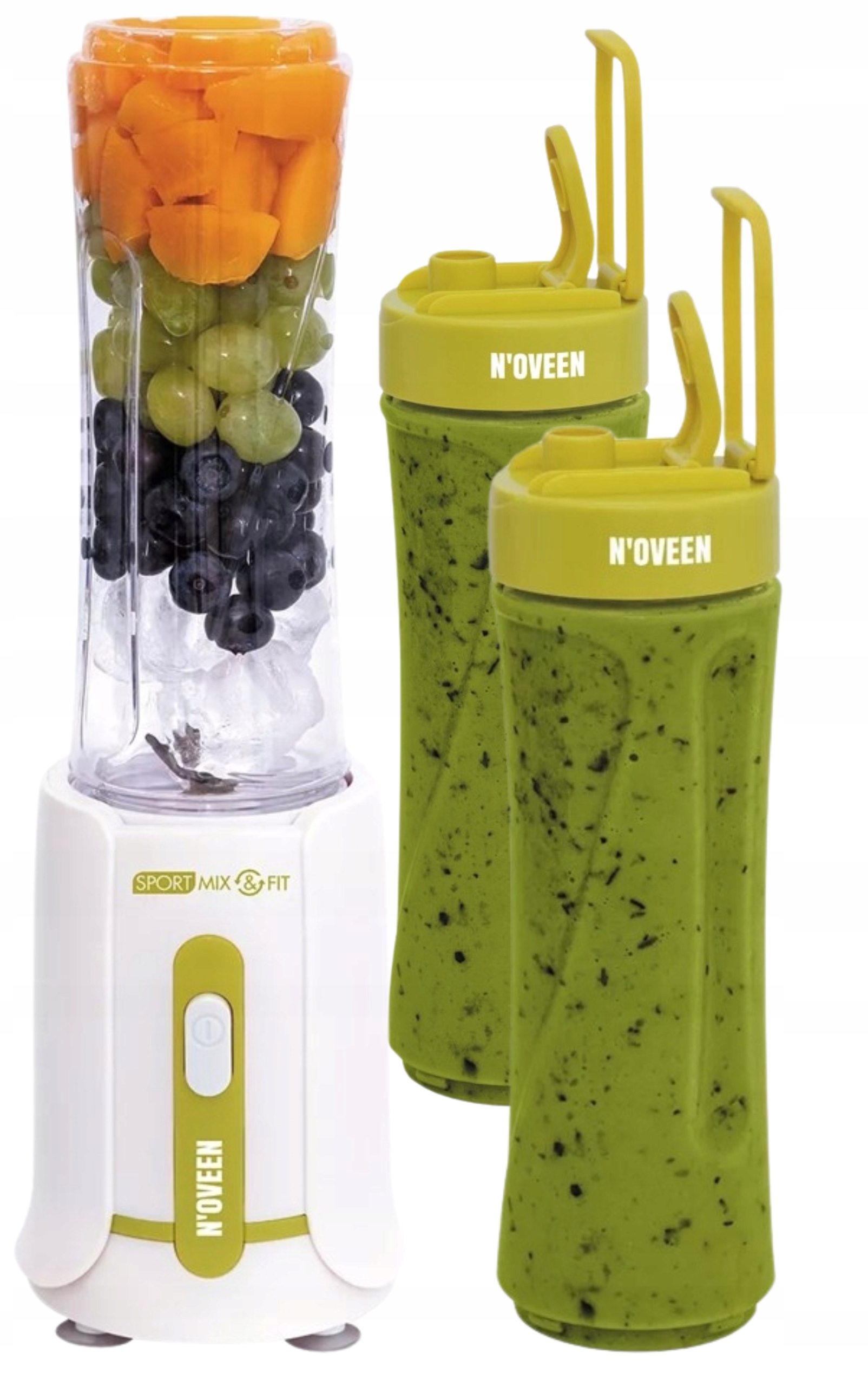 Blender smoothie Noveen SB210 Green Sportowy 2 butelki 300W Kruszenie lodu