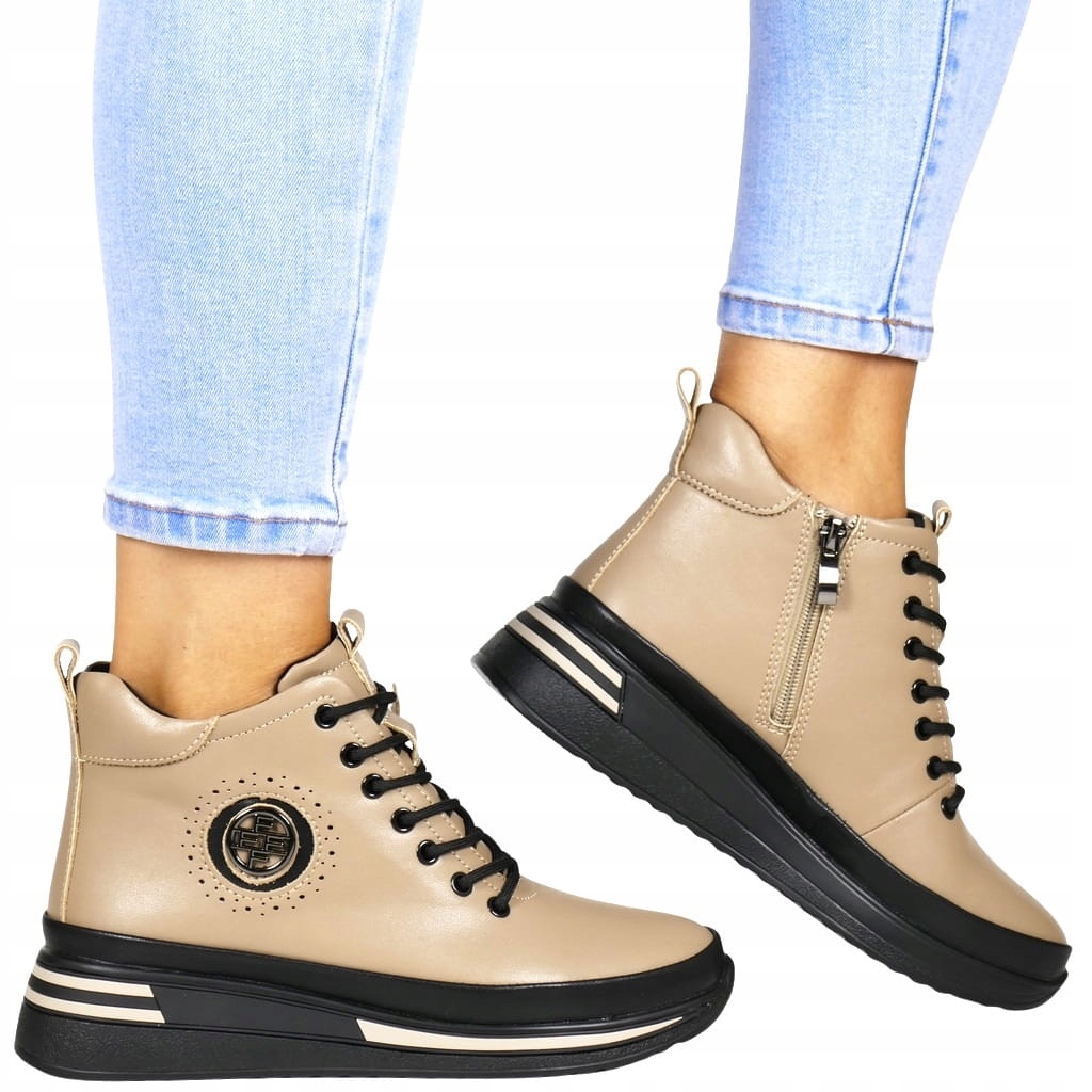 Dámské Kotníkové Boty Na Koženém Podpatku, Pohodlné, Módní, Béžové, Taupe Cofe