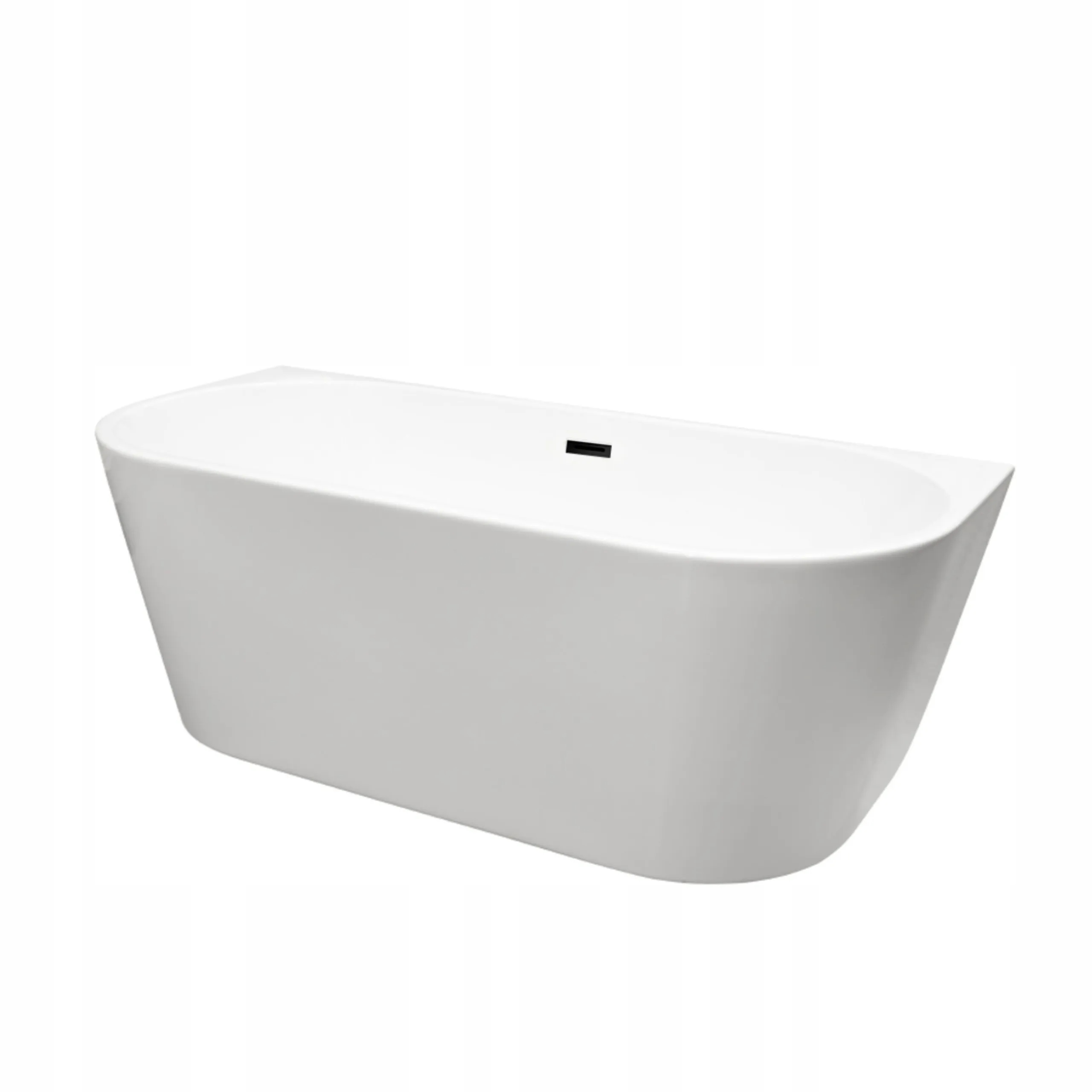 Aquauno Wanna Wolnostojąca Przyścienna 170x80 cm Czarny Korek I Przelew