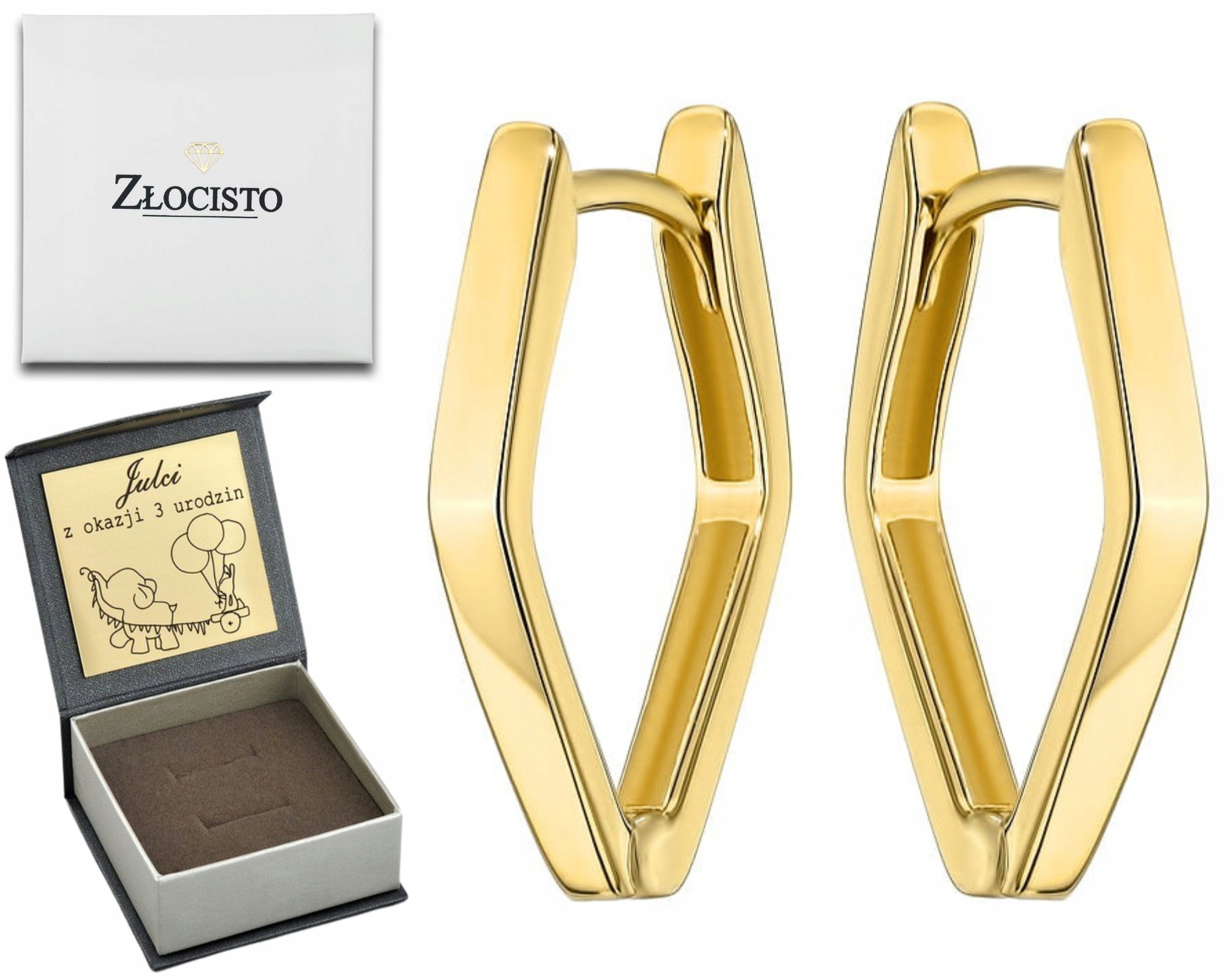 Zlaté Náušnice Hladké Kosočtverce 585 Jako Dárek