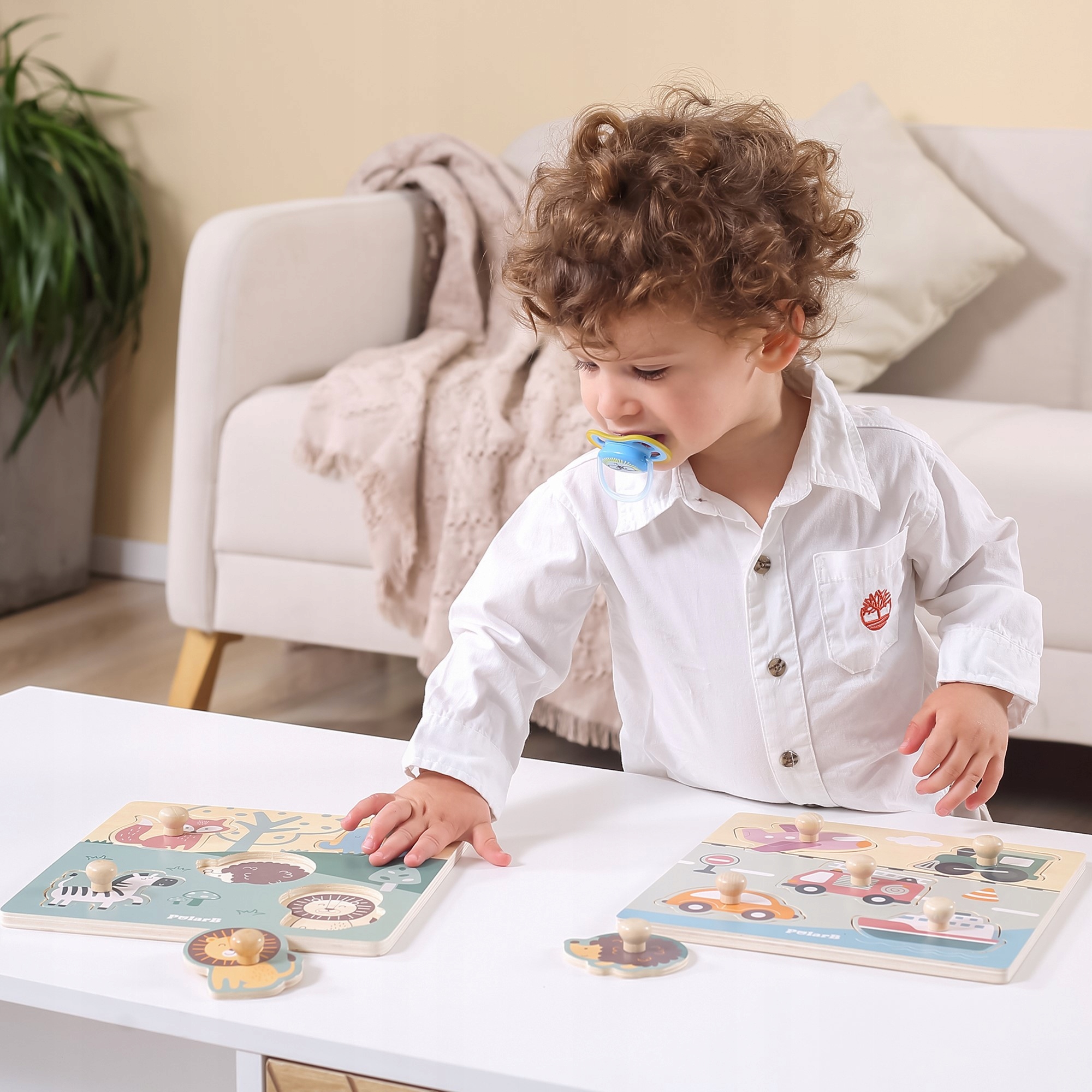 VIGA PolarB DREWNIANE PUZZLE 3D GRUBE POJAZDY Z UCHWYTEM PINEZKAMI PREZENT Płeć chłopcy dziewczynki