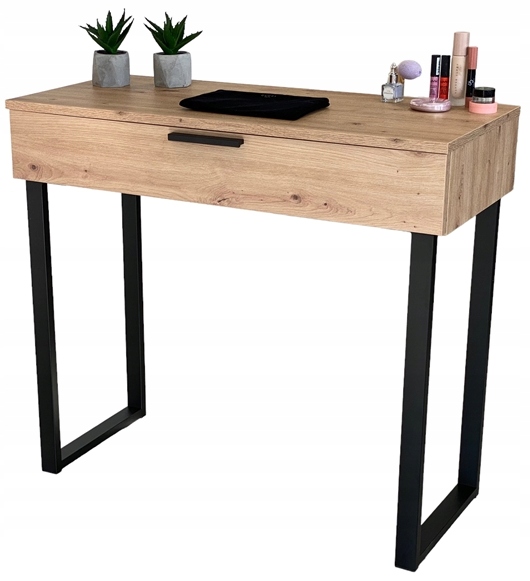 TOALETKA LENA DĄB ARTISAN METAL CZARNE U 90CM