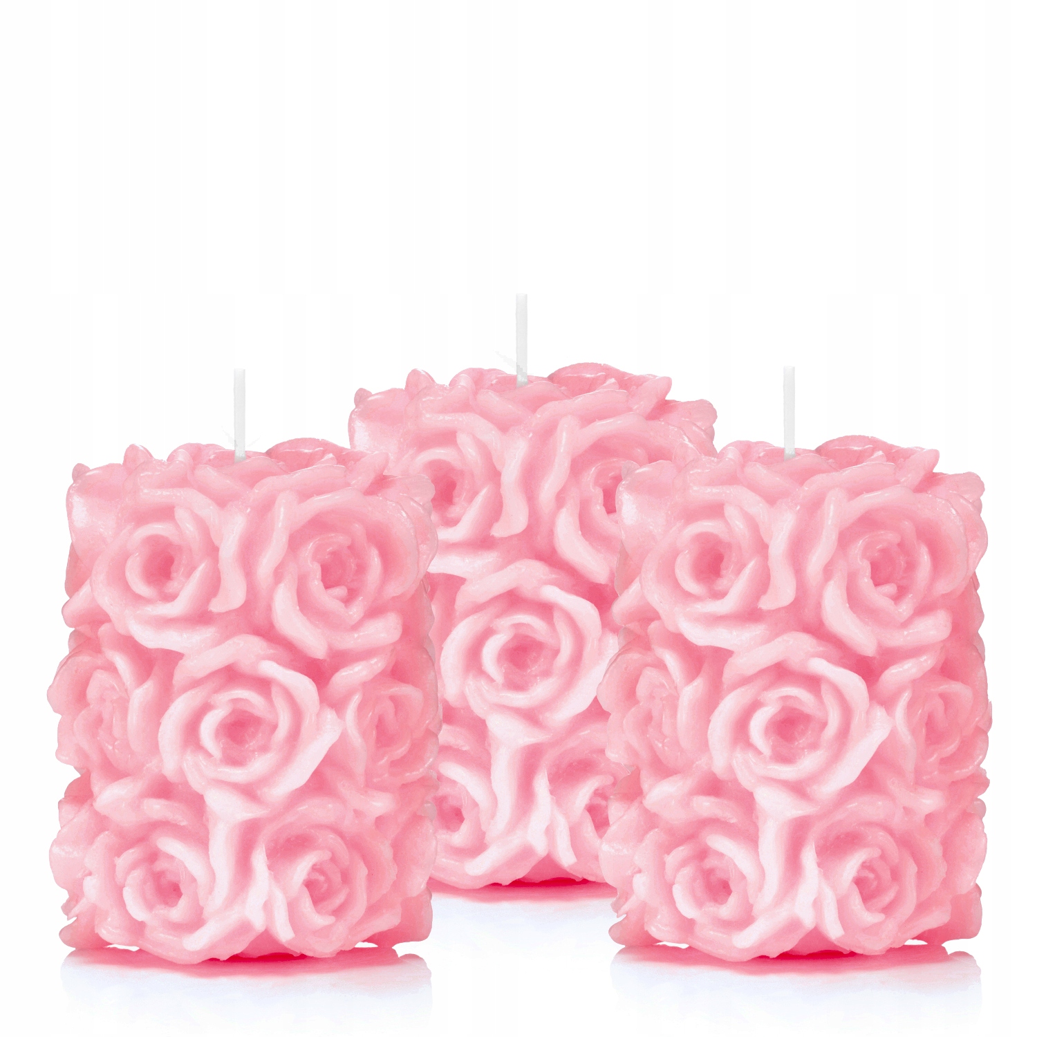 

Świece ozdobne róża zestaw 3 H-9cm kolor różowy