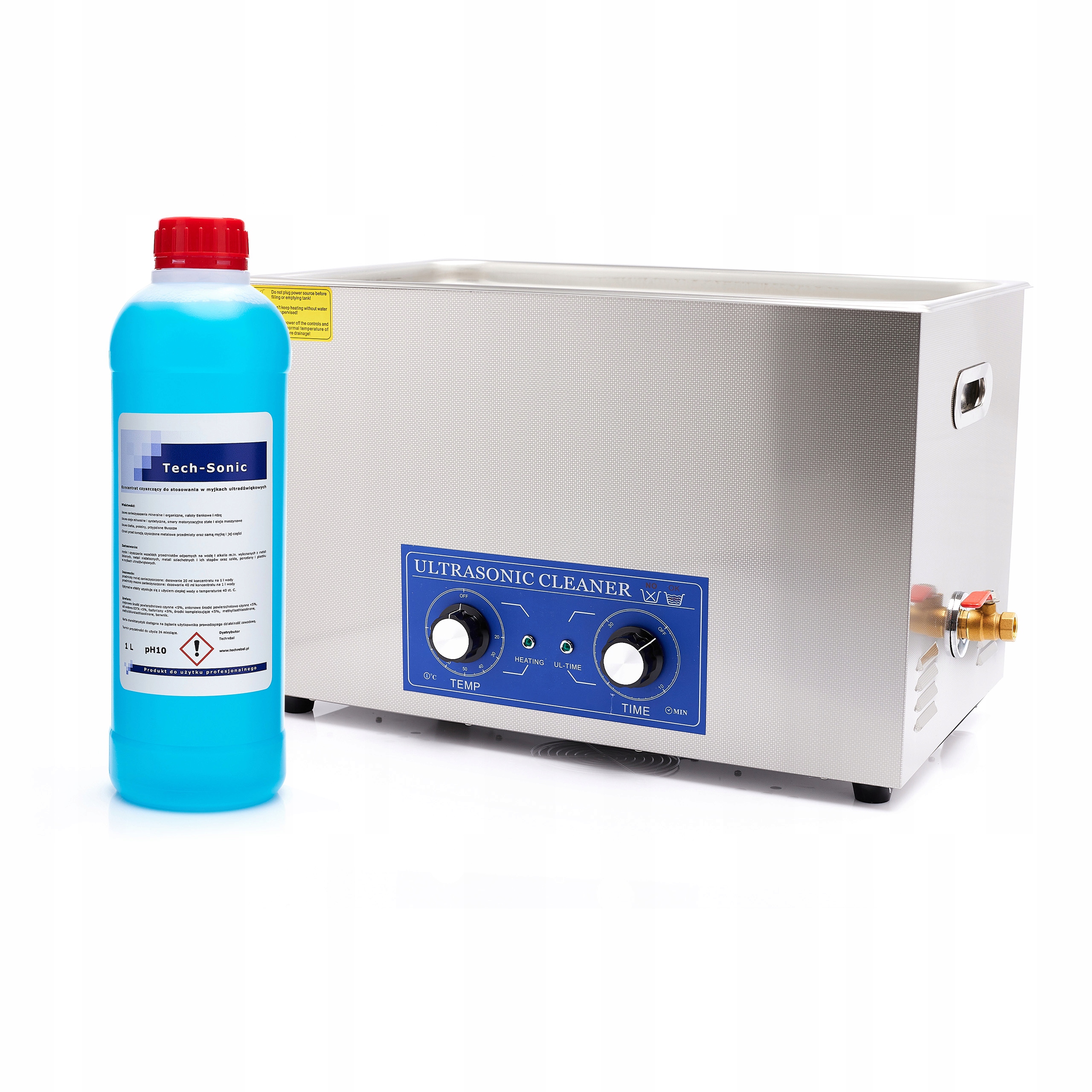 DUŻA MOCNA MYJKA ULTRADŹWIĘKOWA LCD 30L 1600W PŁYN