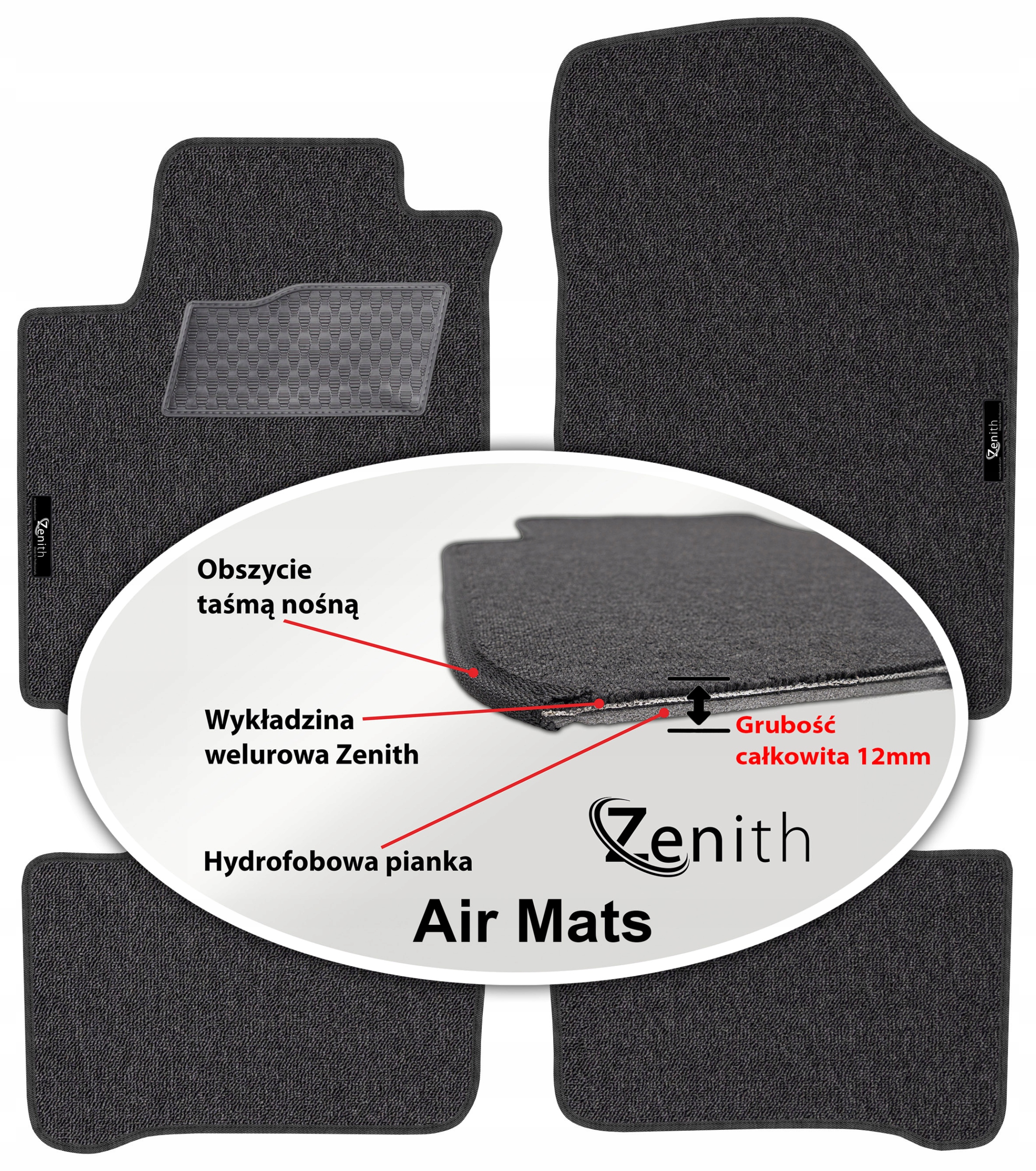 Kia Picanto II 2011-2017 Velúrové koberčeky do auta Zenith Air Mats