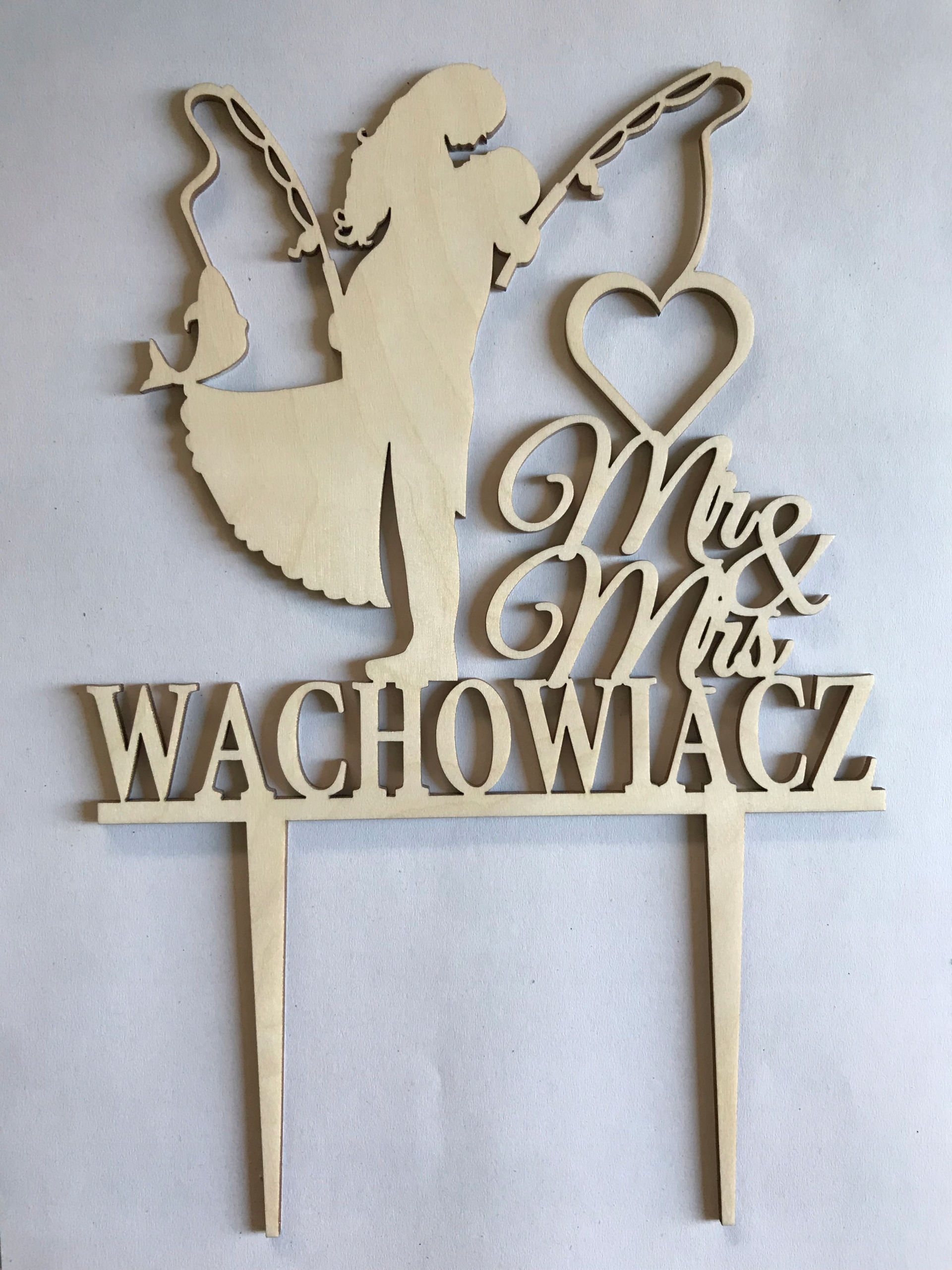 

topper wędkarz, weselny, dekoracja tortu+nazwisko