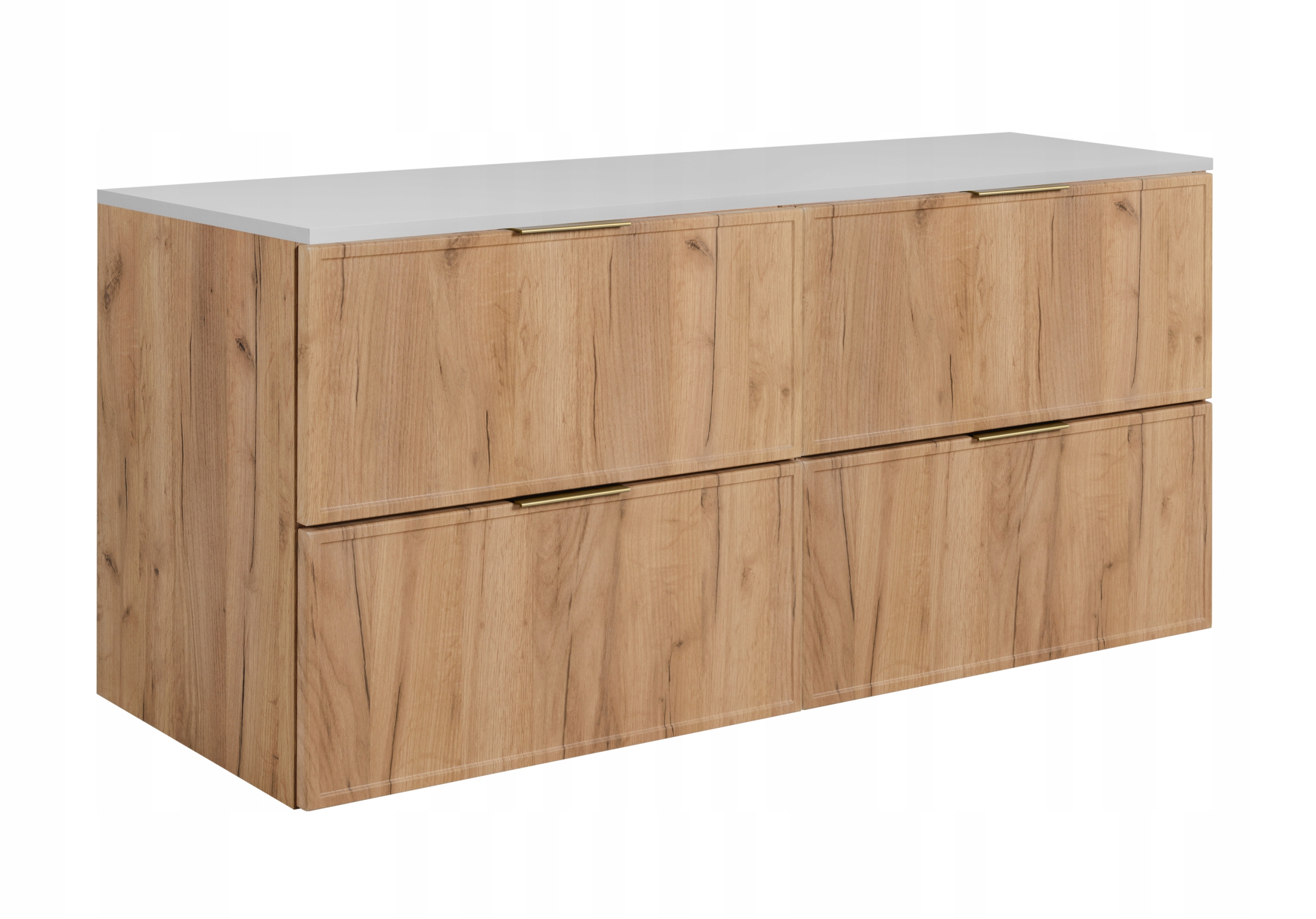 Koupelnová skříňka Závěsná sada Dub Craft Bílá 160 Rámeček čela Mdf Blat