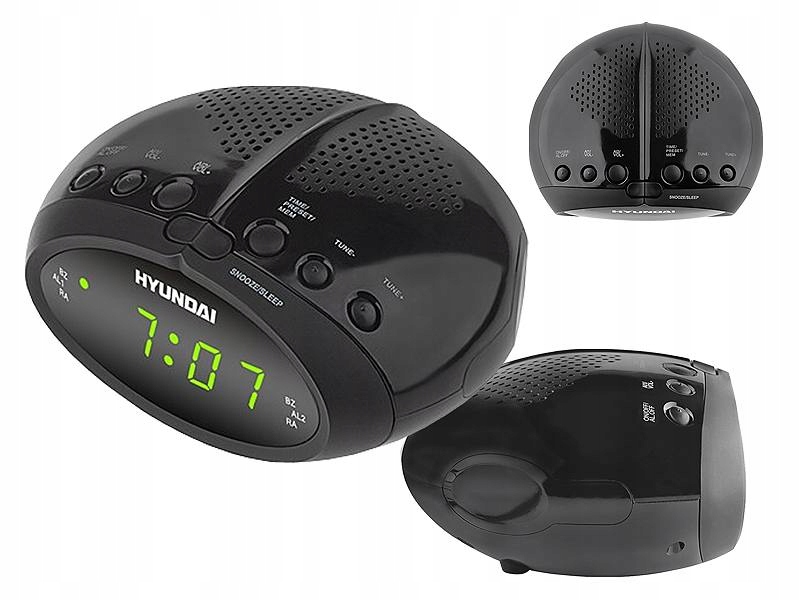 RADIOBUDZIK RADIO KUCHENNE RADIO FM SNOOZE BUDZIK ALARM Czarny HYUNDAI