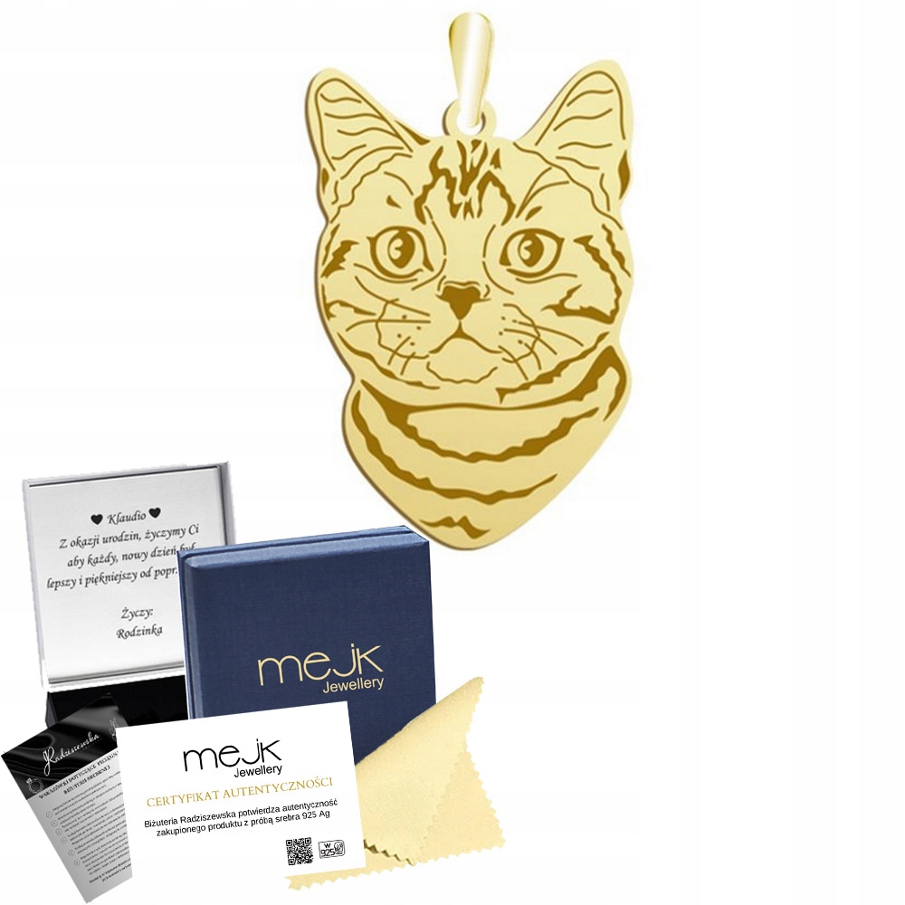 Zlatý přívěsek s kočkou American Shorthair 925 Šperky jako Dárek Gravírování
