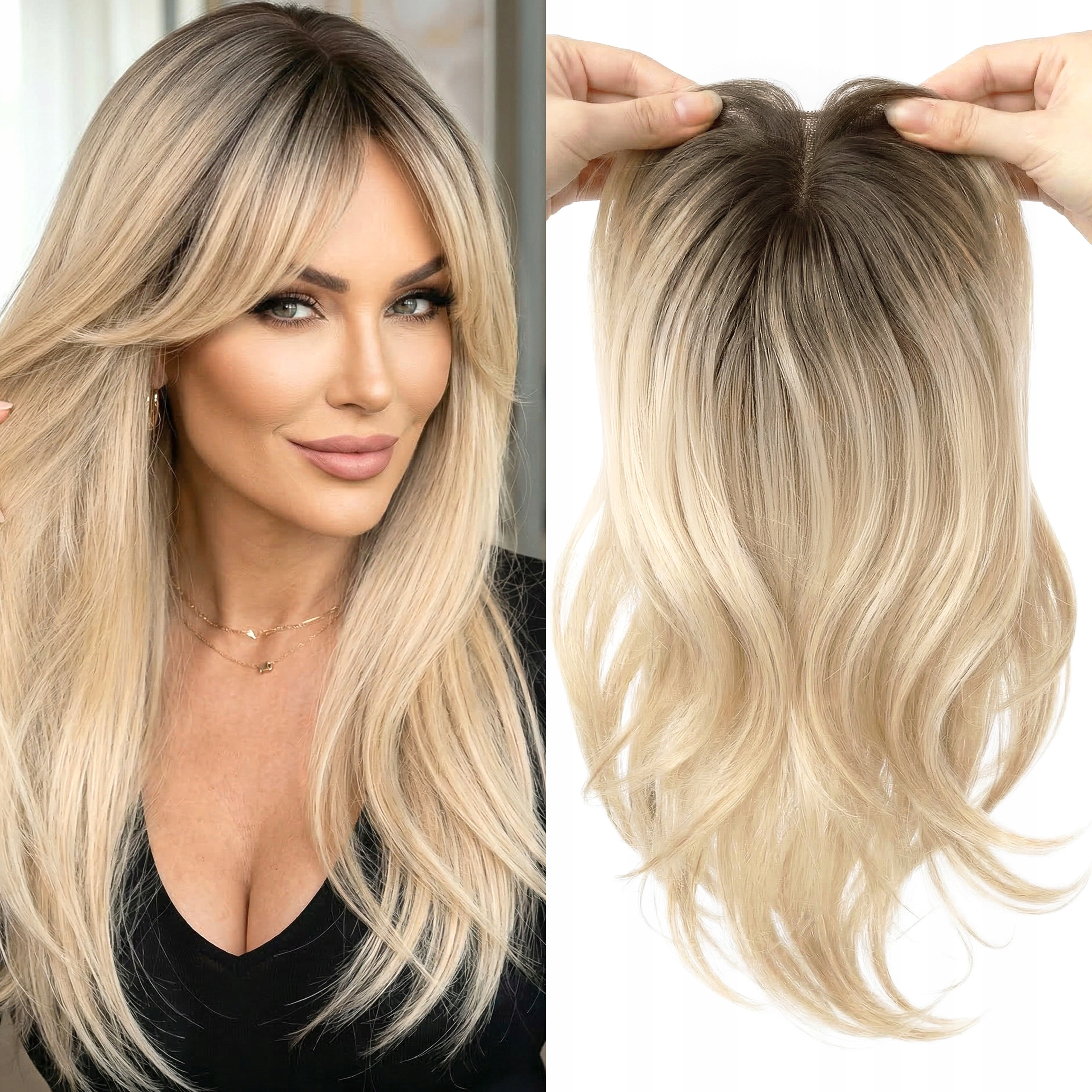 Toper Tupet Doplněk vlasů Syntetický Clipin blond ombre 55 cm ofina