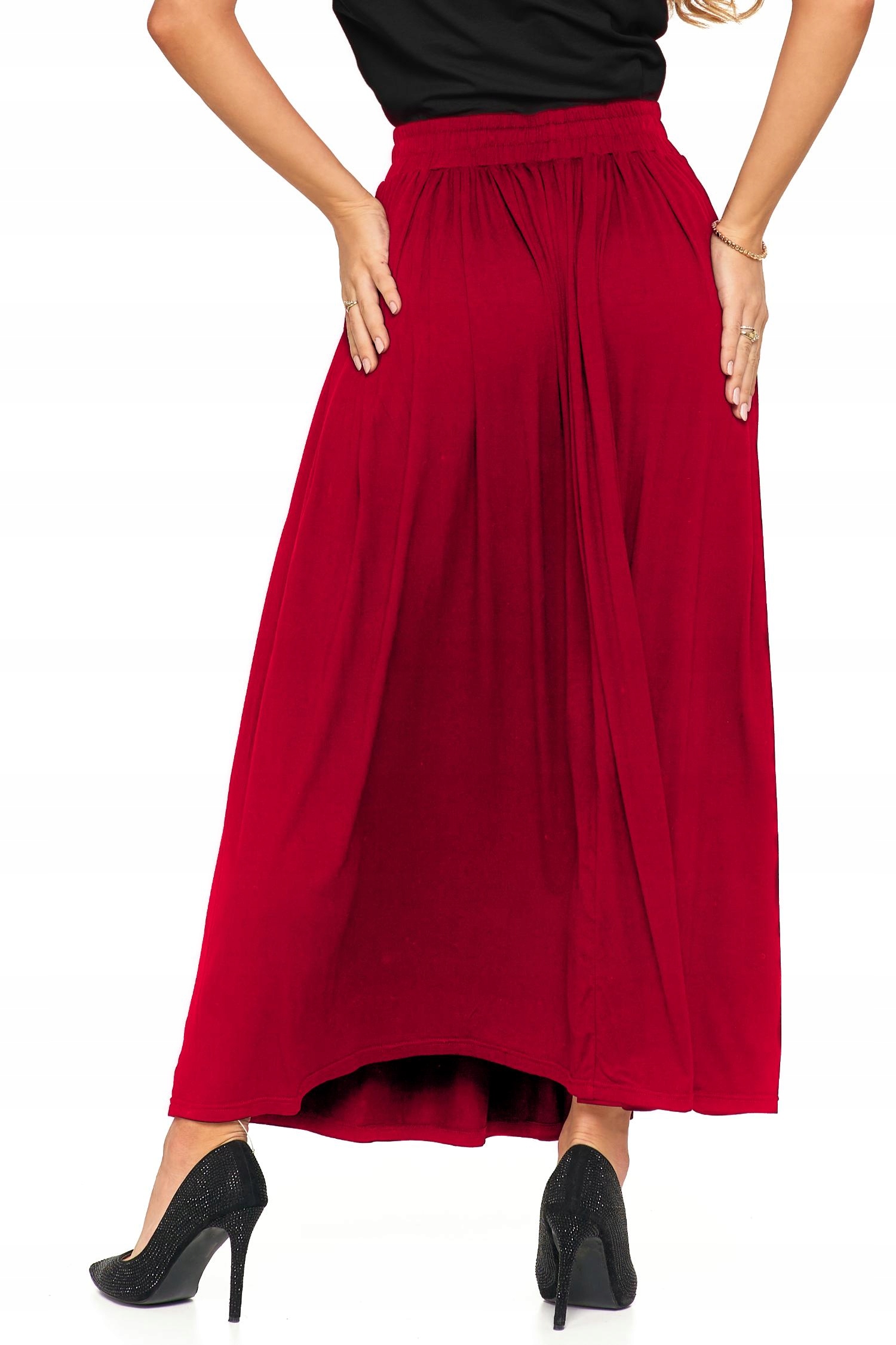 Czerwona SPÓDNICA MAXI DAMSKA Modna Na Gumce Wiązana Kieszenie MORAJ XXL Model SD3500-001