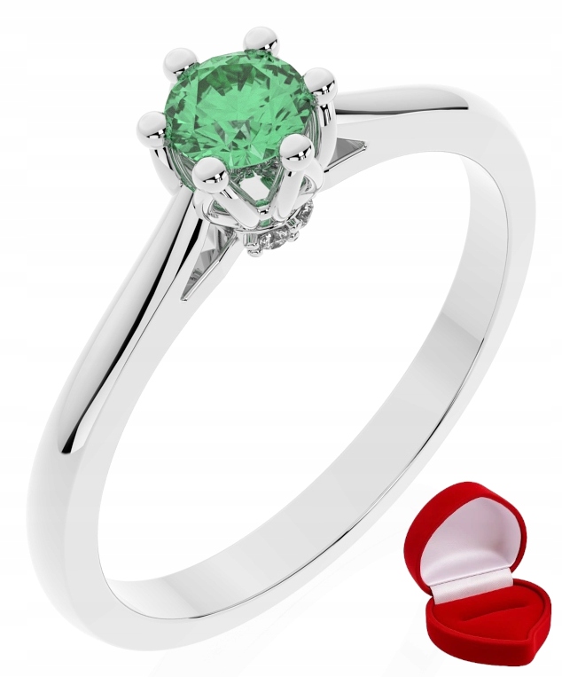 Zlatý Prstýnek 585 14k Smaragd 0,19 ct Bílé Zlato R11