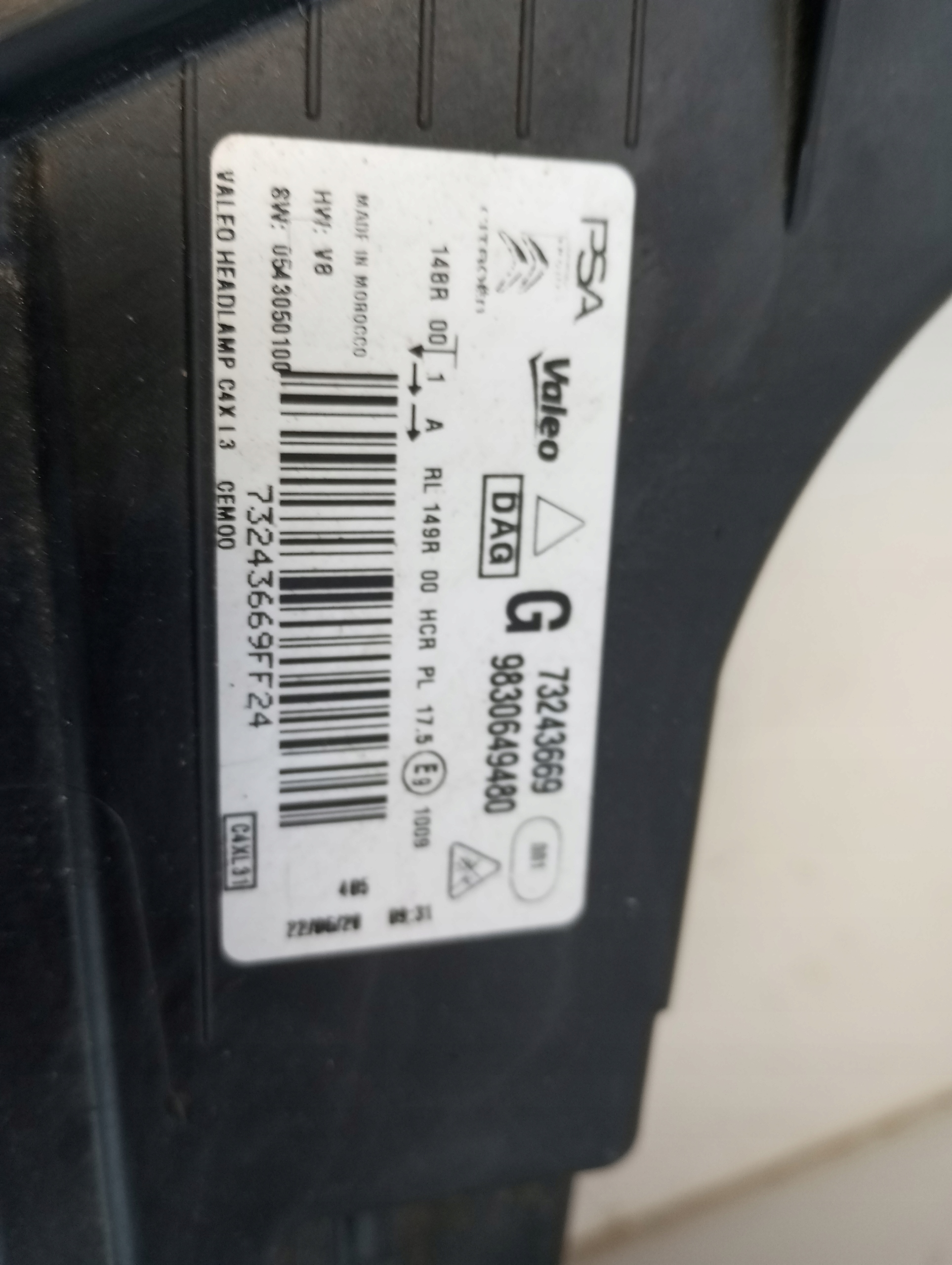light left FULL LED CITROEN C4X 9830649480 23R