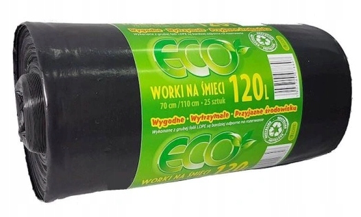 

Worki na śmieci wytrzymałe czarne Eco 120L 25 szt
