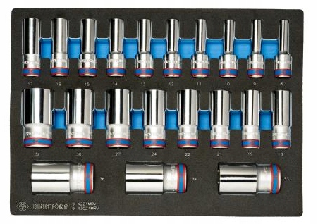 Hlboké Nadstavce 1/2" 8-36mm 6-hranné 21 ks King Tony Eva Vložka 9-43021MRV