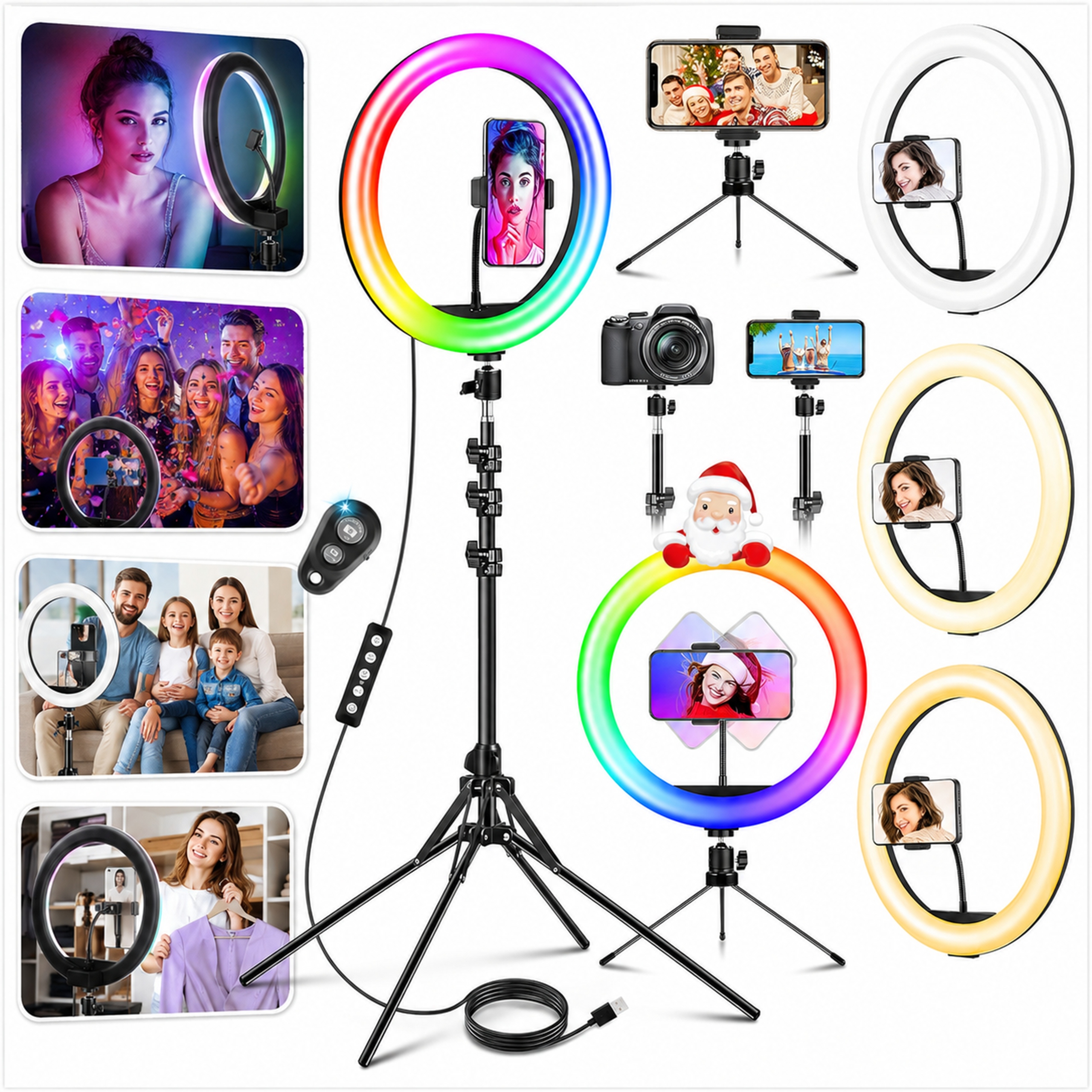 Svítilna Prstencová 29 cm pro selfie make-up Vlogy Streamování Stativ Rgb