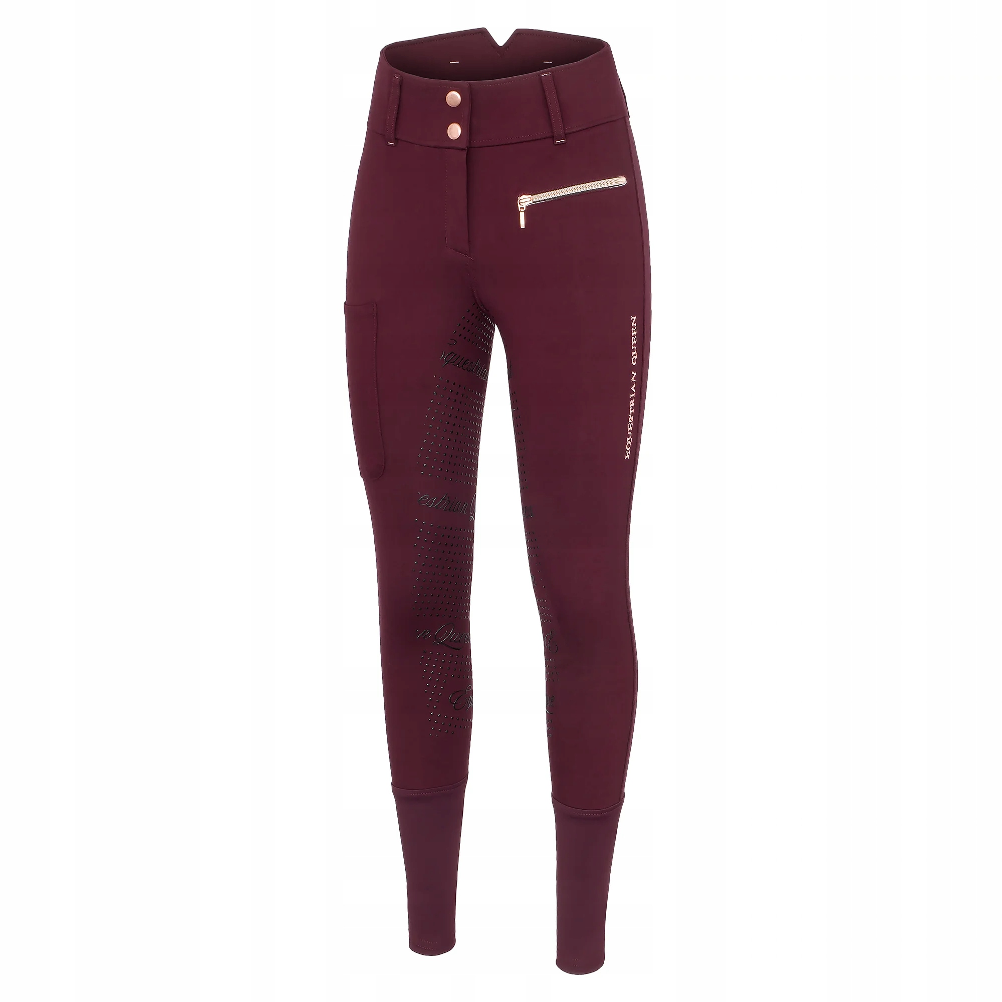 Bryczesy jeździeckie damskie Equestrian Queen Redbridge burgundowe 34