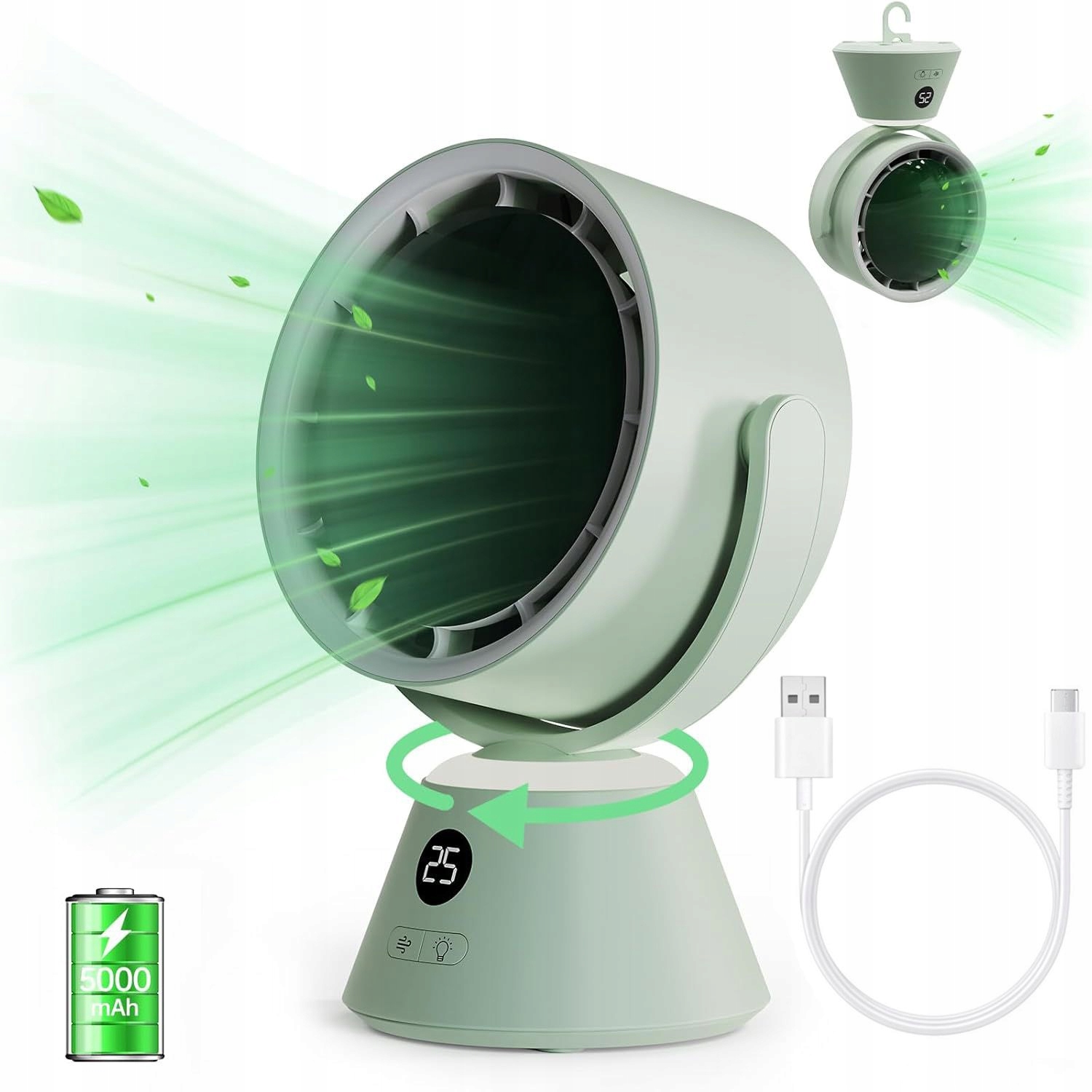 Ventilátor Bezdrátový stojící závěsný ventilátor Oscilační výkonný Lampička