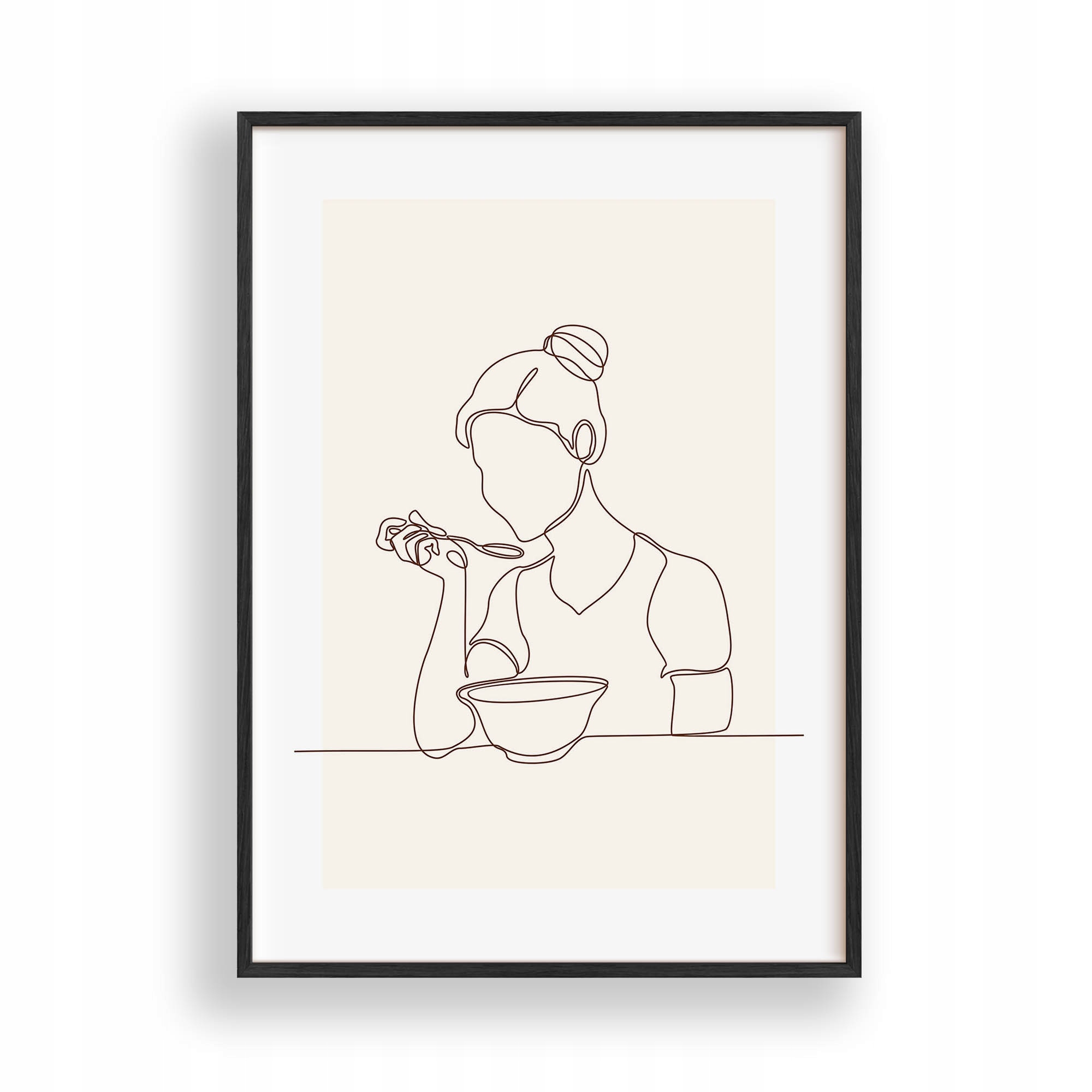 Minimalistický obraz Žena Plakát Rámeček Dřevěný Černý 30x42 cm
