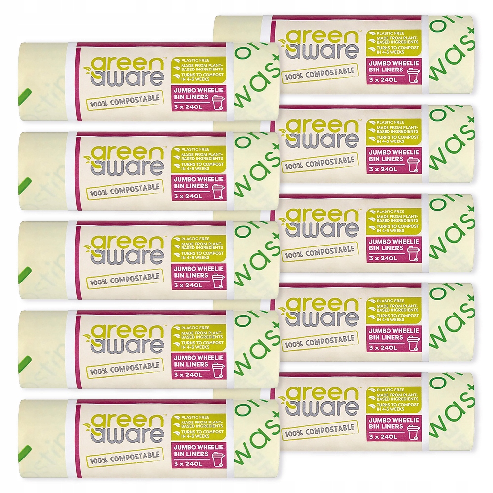 Levně Sáčky na odpadky Bio 240L Biodegradovatelné Kompostovatelné 30ks Hnědé