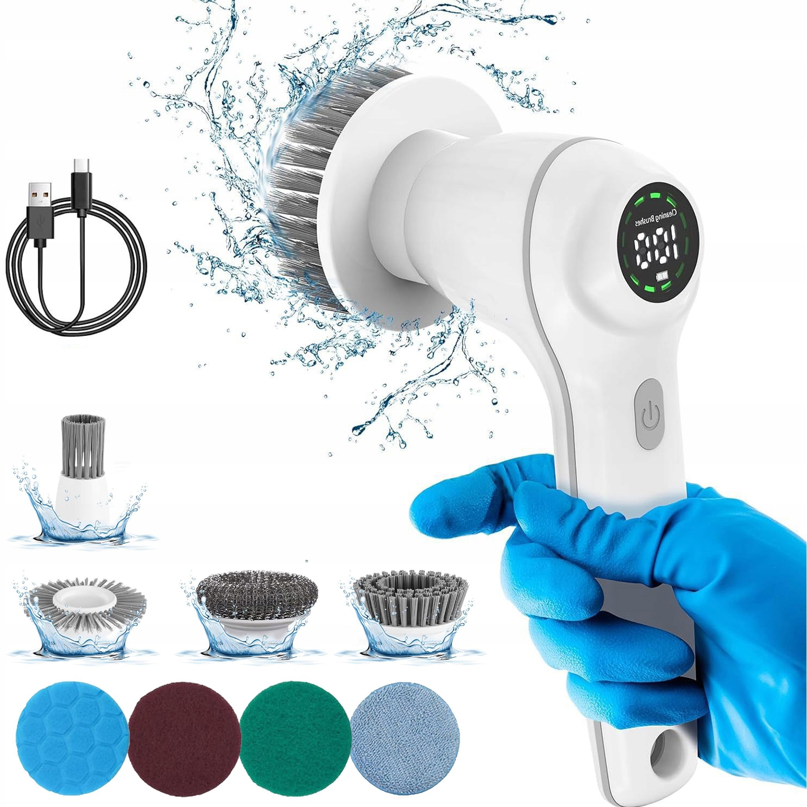 Levně Elektrický Čisticí Kartáč 8V1 Otočný Bezdrátový Multifunkční