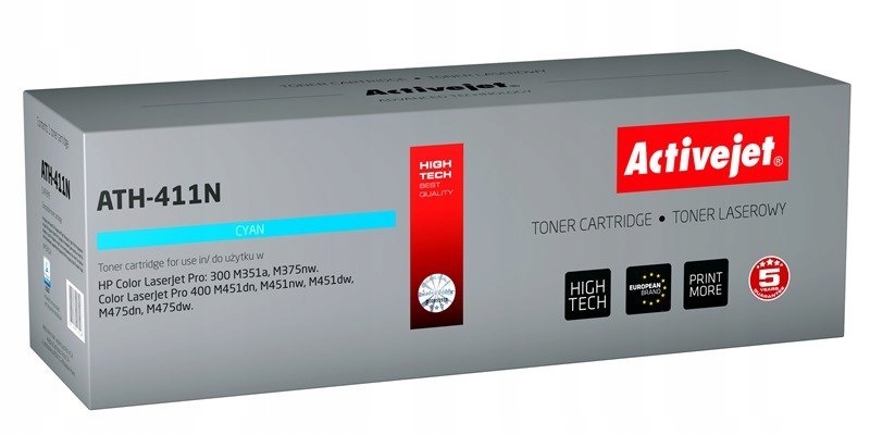 Activejet ATH-411N Toner (zamiennik Hp 305A CE411A; Supreme; 2600 stron; ni