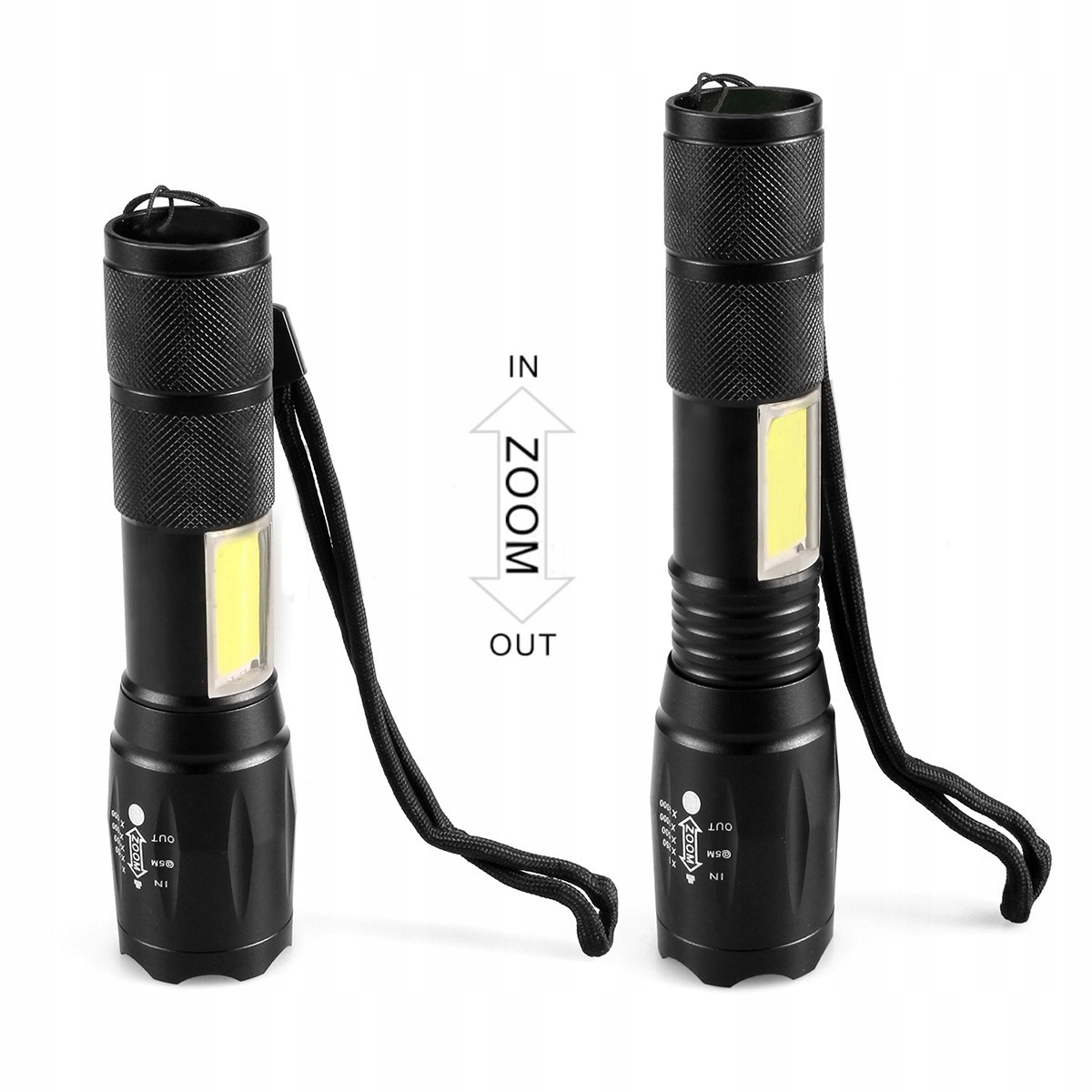 LATARKA ZOOM LED COB KIESZONKOWA AKU USB NA ROWER Model 2066