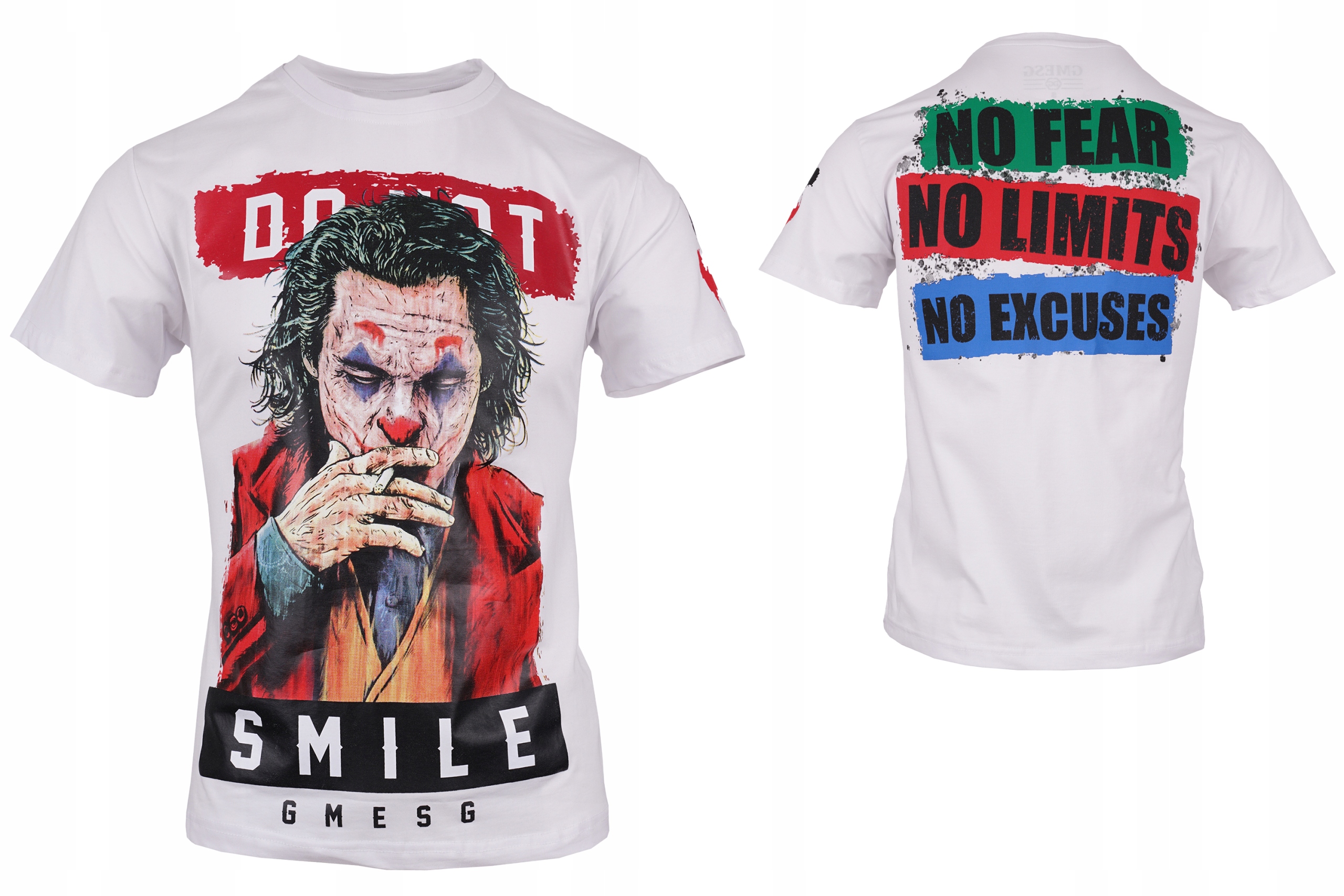 

T-shirt Męski Biały Koszulka Joker Smile Na Lato L