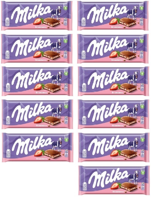Levně 11 x 100 g Milka Jahodová čokoláda Půlka Kartonu