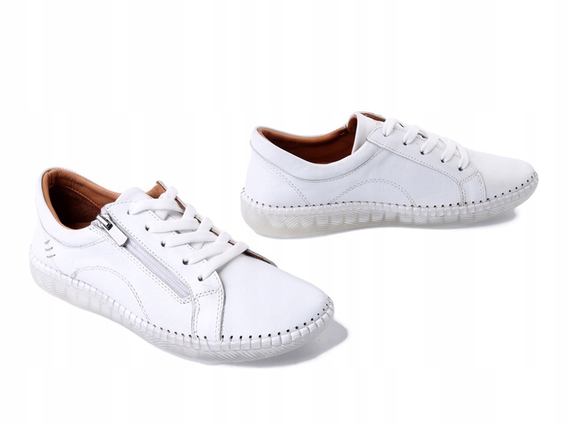 Półbuty Manitu 850118-03 Biały Sznurowane Damskie