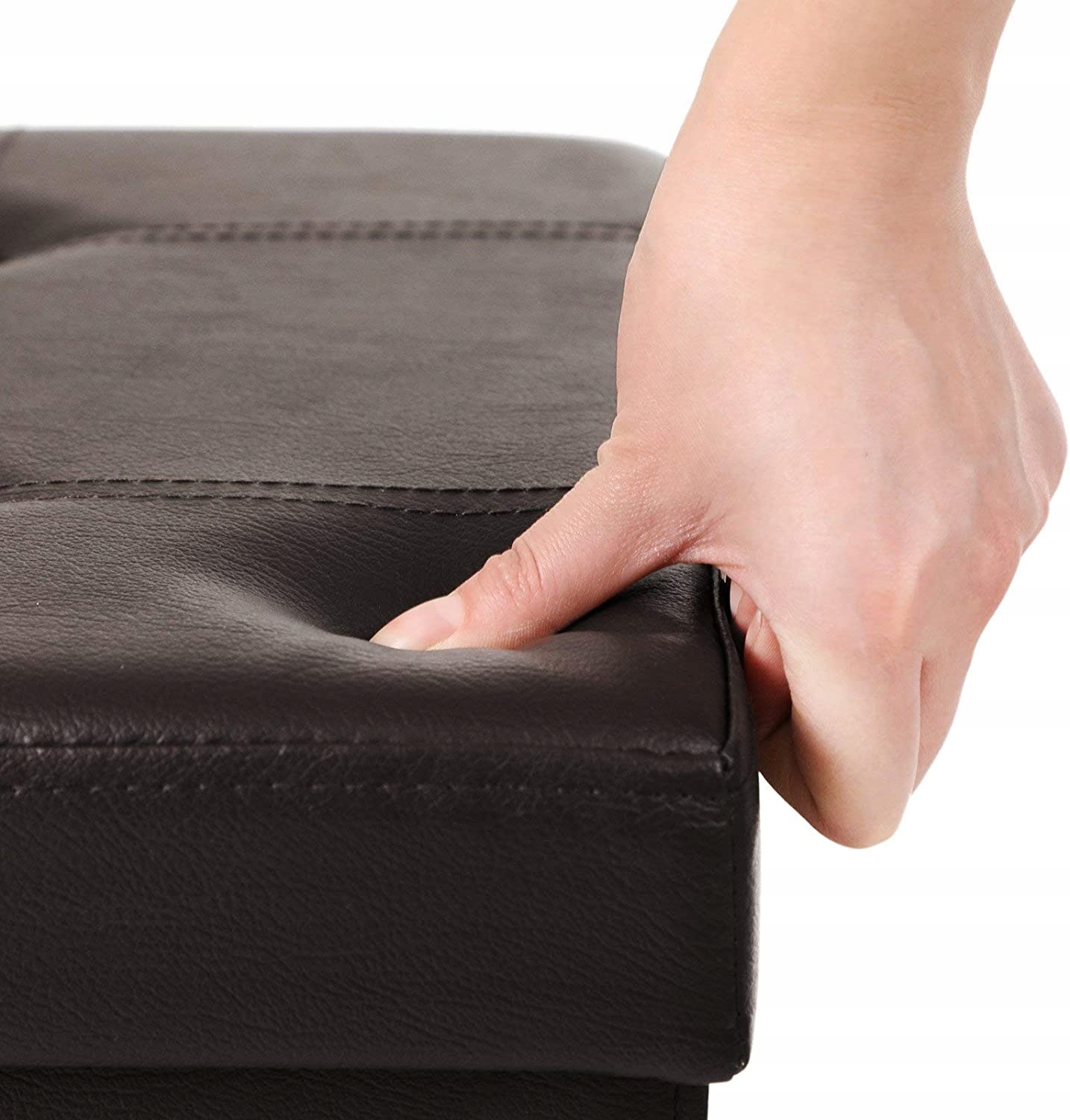 Brązowa skrzynia pufa do przechowywania ekoskóra Kolor mebla inny kolor