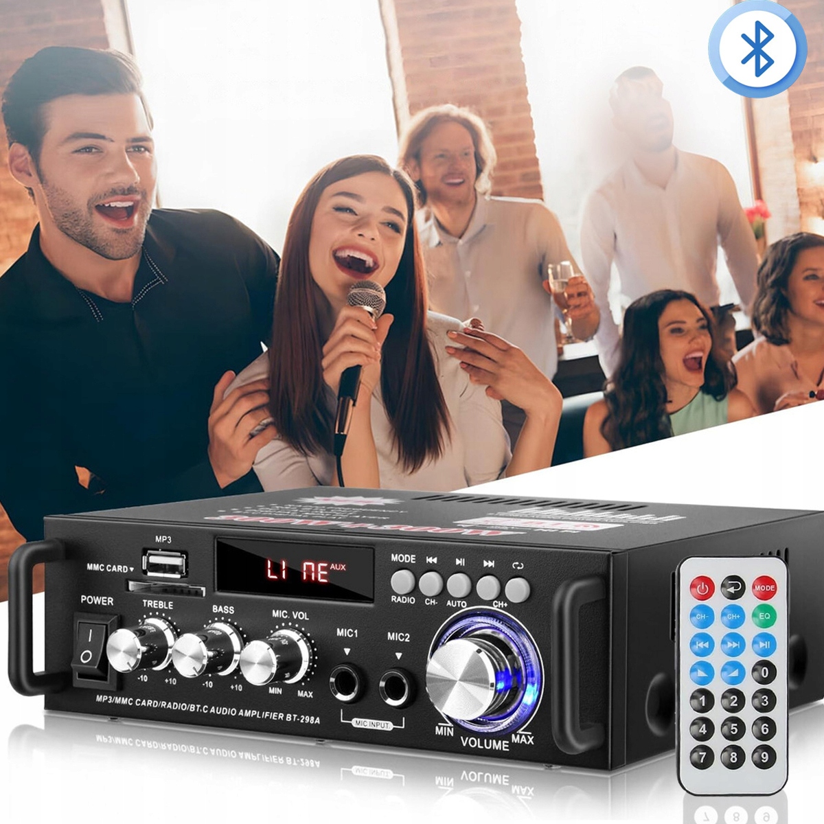 Digitální Zesilovač Stereo Zvuku Bluetooth Receiver S Dálkovým Ovládáním