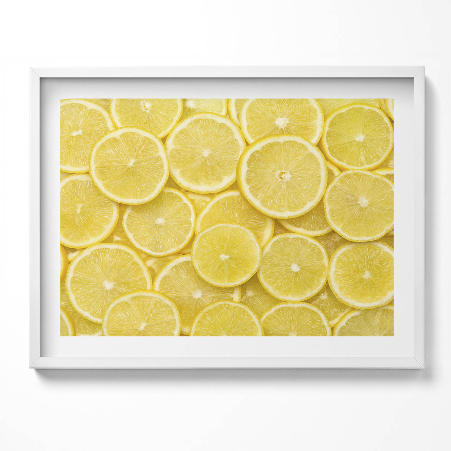Dekorativní nástěnný obraz v bílém rámu s grafikou Ovoce citronu 80x60 cm