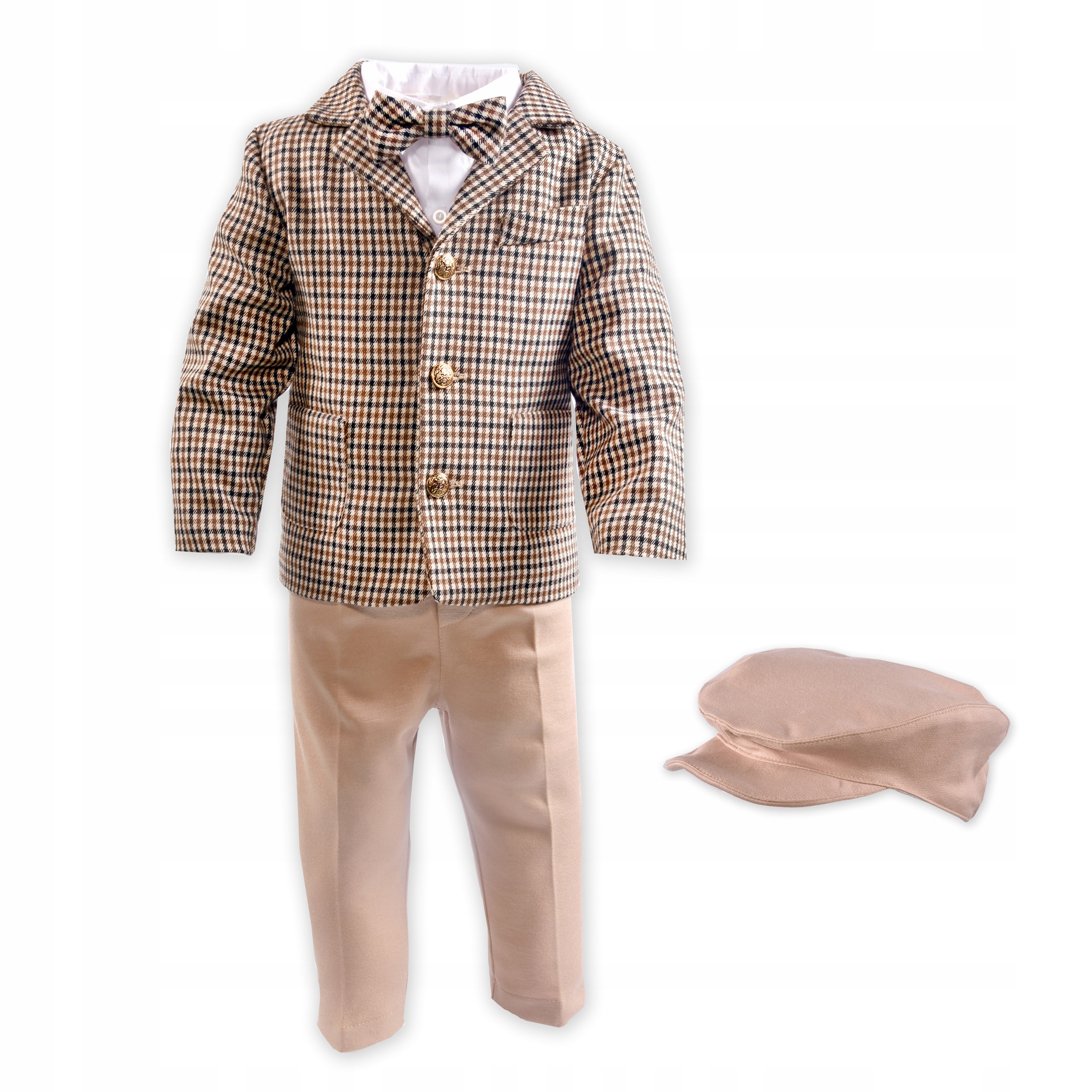 

Garnitur chłopięcy z koszulo-body z beżowymi spodn