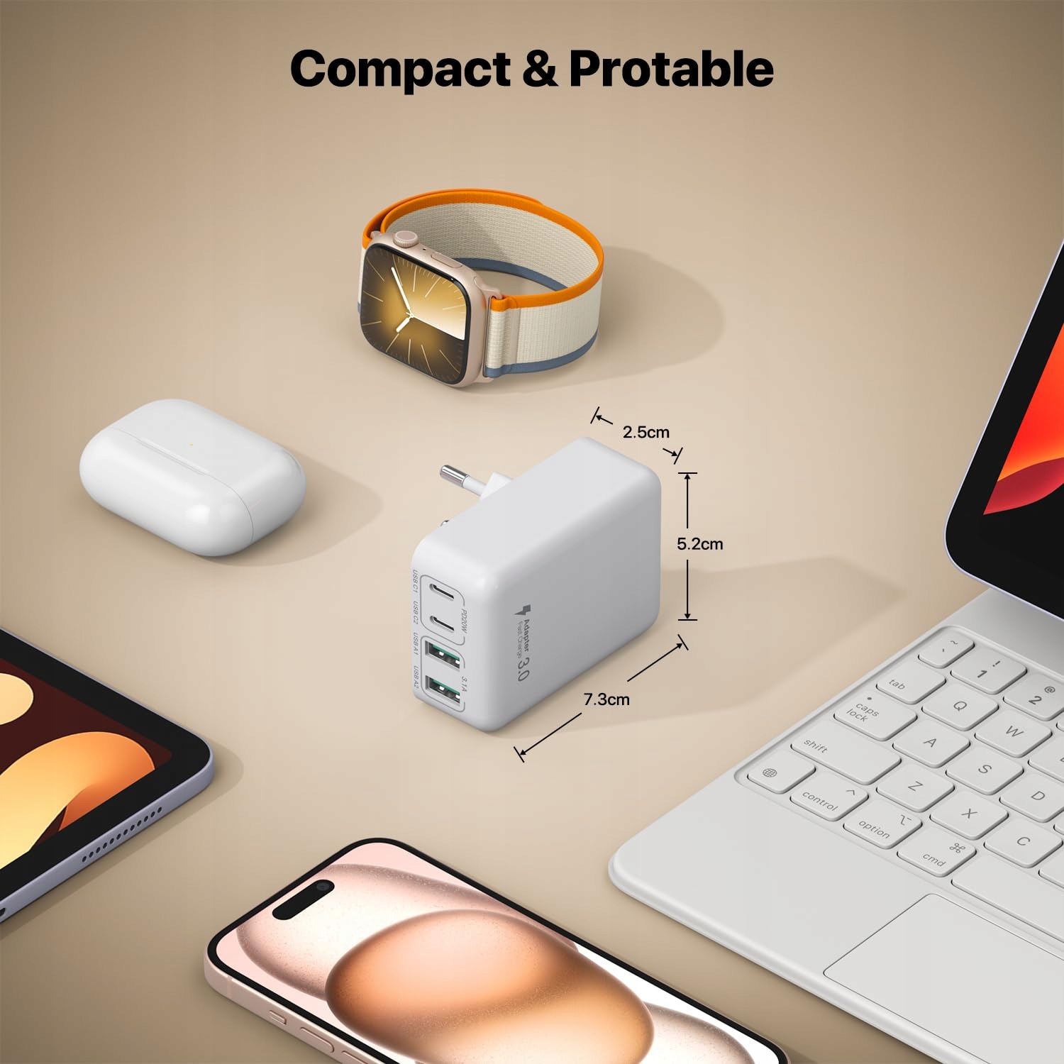nongxiang 40W 4-Port USB-C PD Charger for iPhone, Samsung, Pixel, Tablets — miniatura 7
