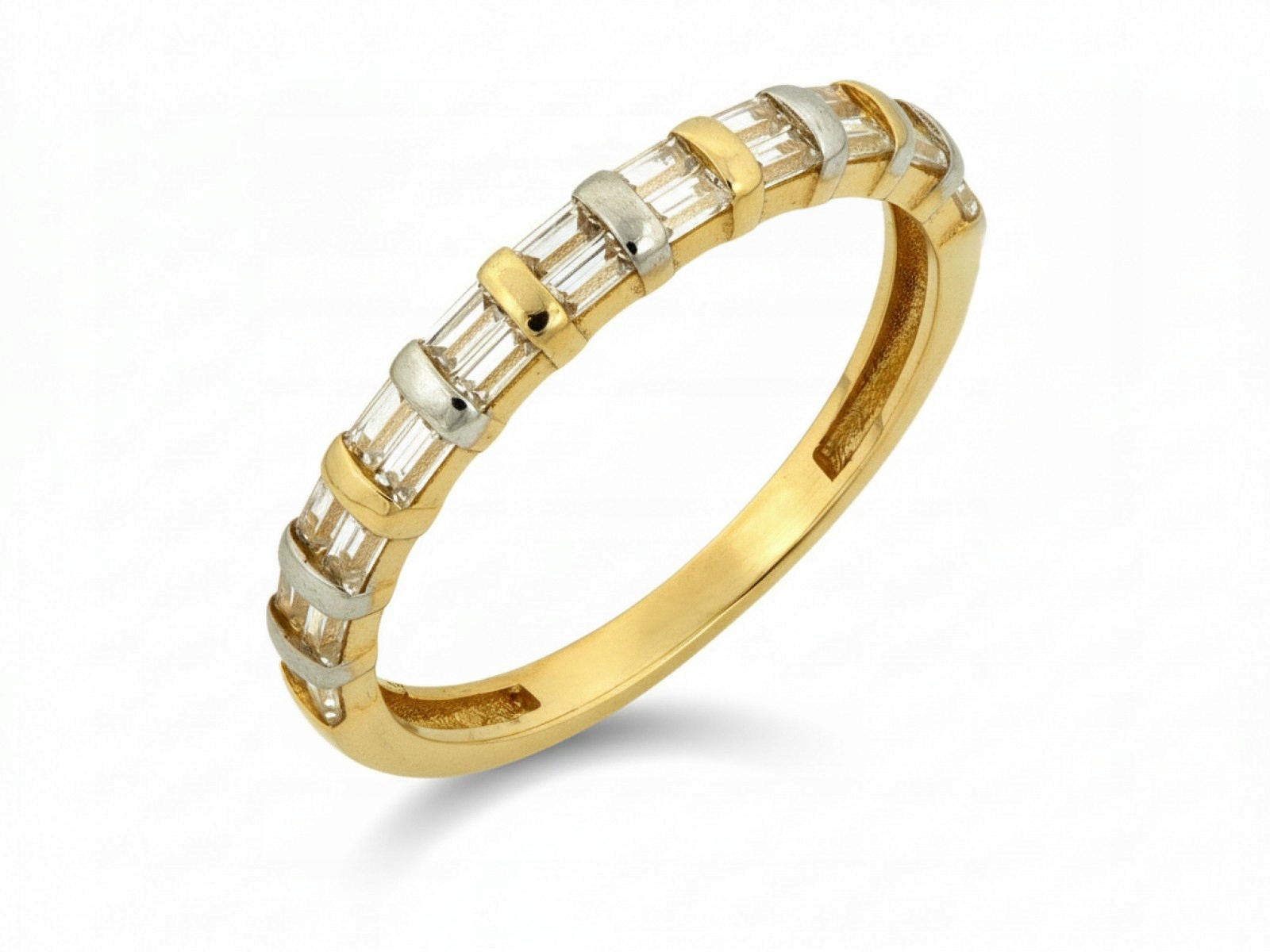 Prstýnek zlatý 585 jemný Úzký snubní prsten 1,21 g s Zirkony r13