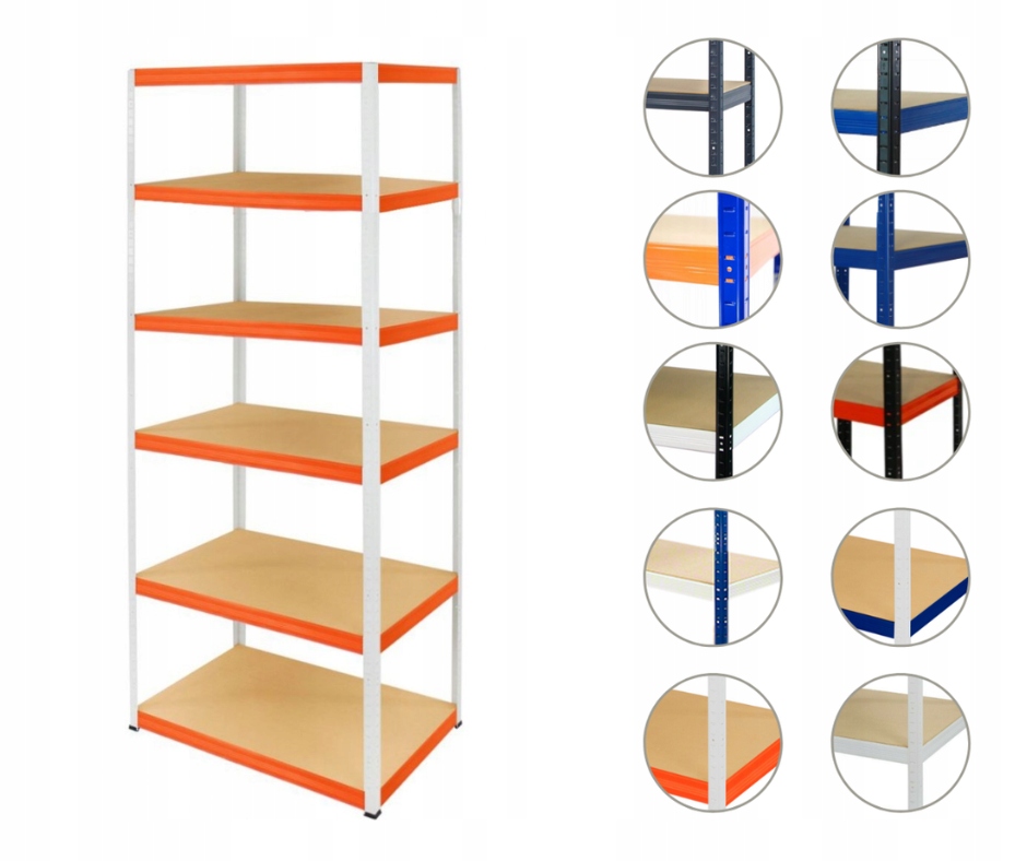Kovový regál, garážový skladový regál Helios Hwo 213x075x35 6x175 kg