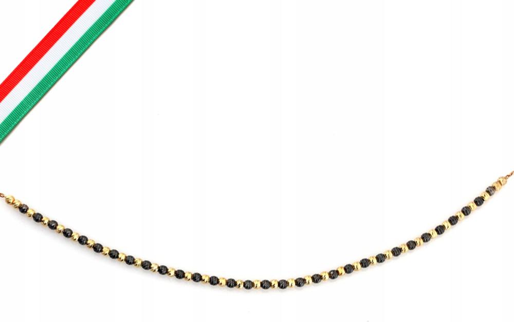 Zlatý náhrdelník pro ženu 585 s černými a zlatými kuličkami, módní dámský