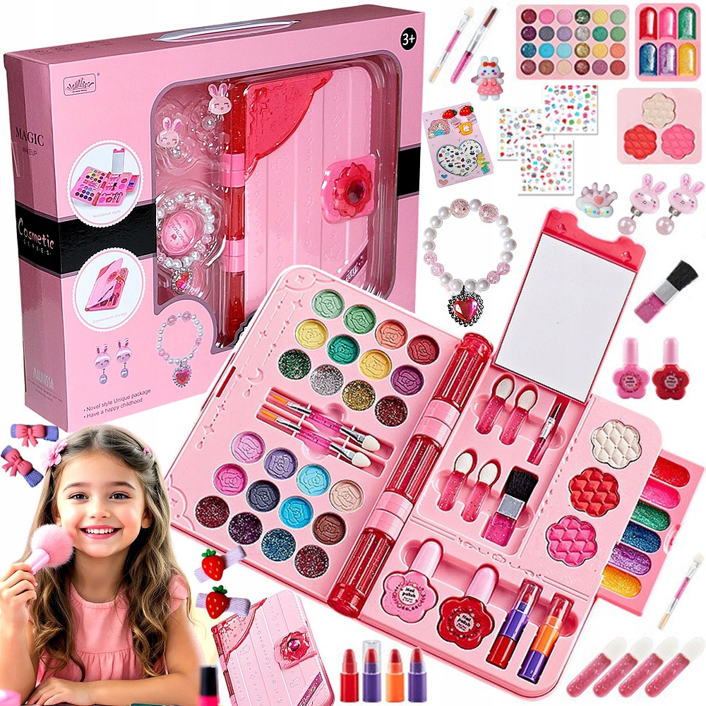 KUFEREK ZESTAW BOOK DO MAKIJAŻU I PAZNOKCI NA PREZENT KOSMETYKI DLA DZIECKA