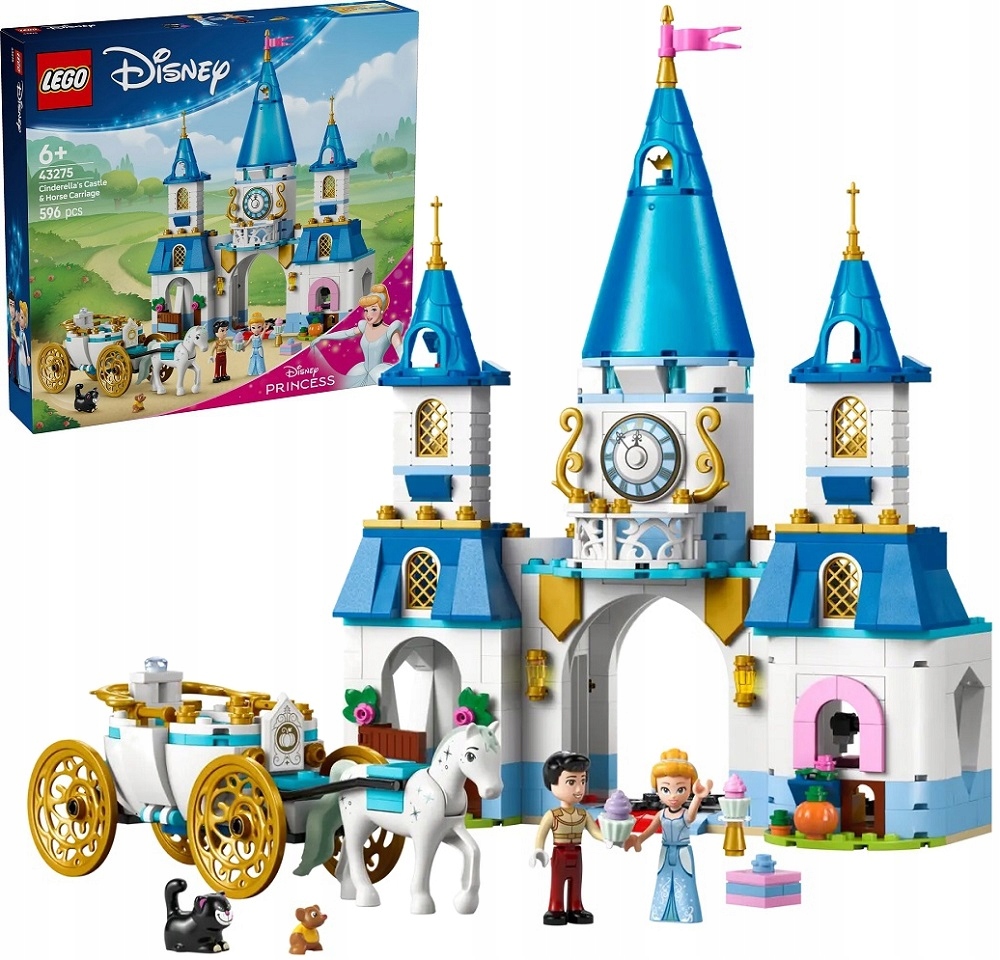 596 dílků stavebnice Lego Disney Zámek Popelky a sanitky 43275