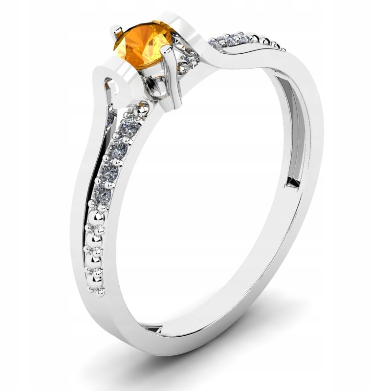 

Pierścionek Z Białego Złota Z Cytrynową Cyrkonią