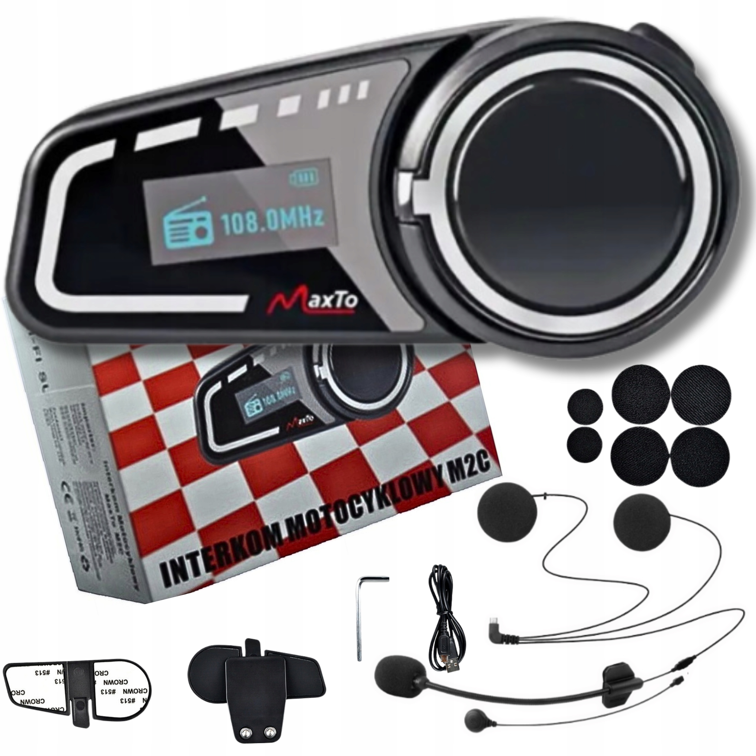 Bluetooth motocyklový interkom MaxTo M2C na helmu