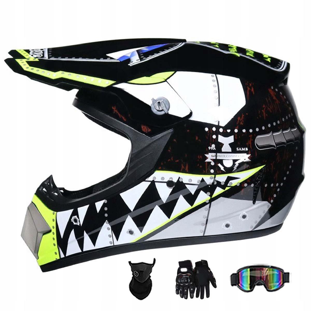 Motocyklová Přilba Lehká Enduro Quada Brýle Rukavice Maska XL