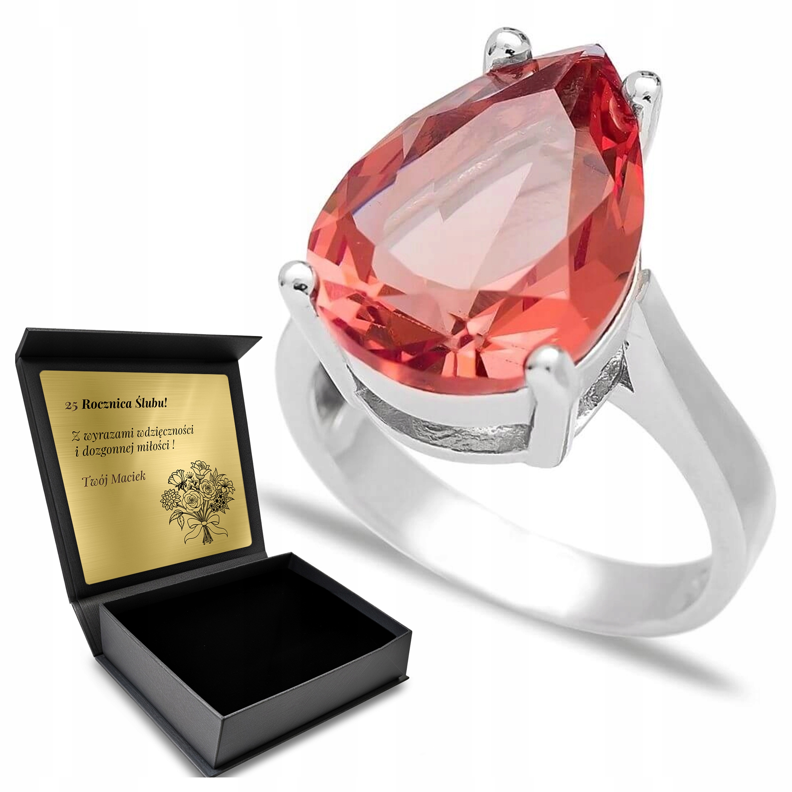 Prstýnek 925 S Zulatnitem Dárek na Valentýna Gravírování Bonus