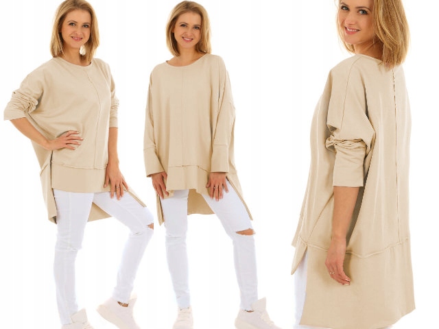 

F517 Luźna Bluza z przeszyciami