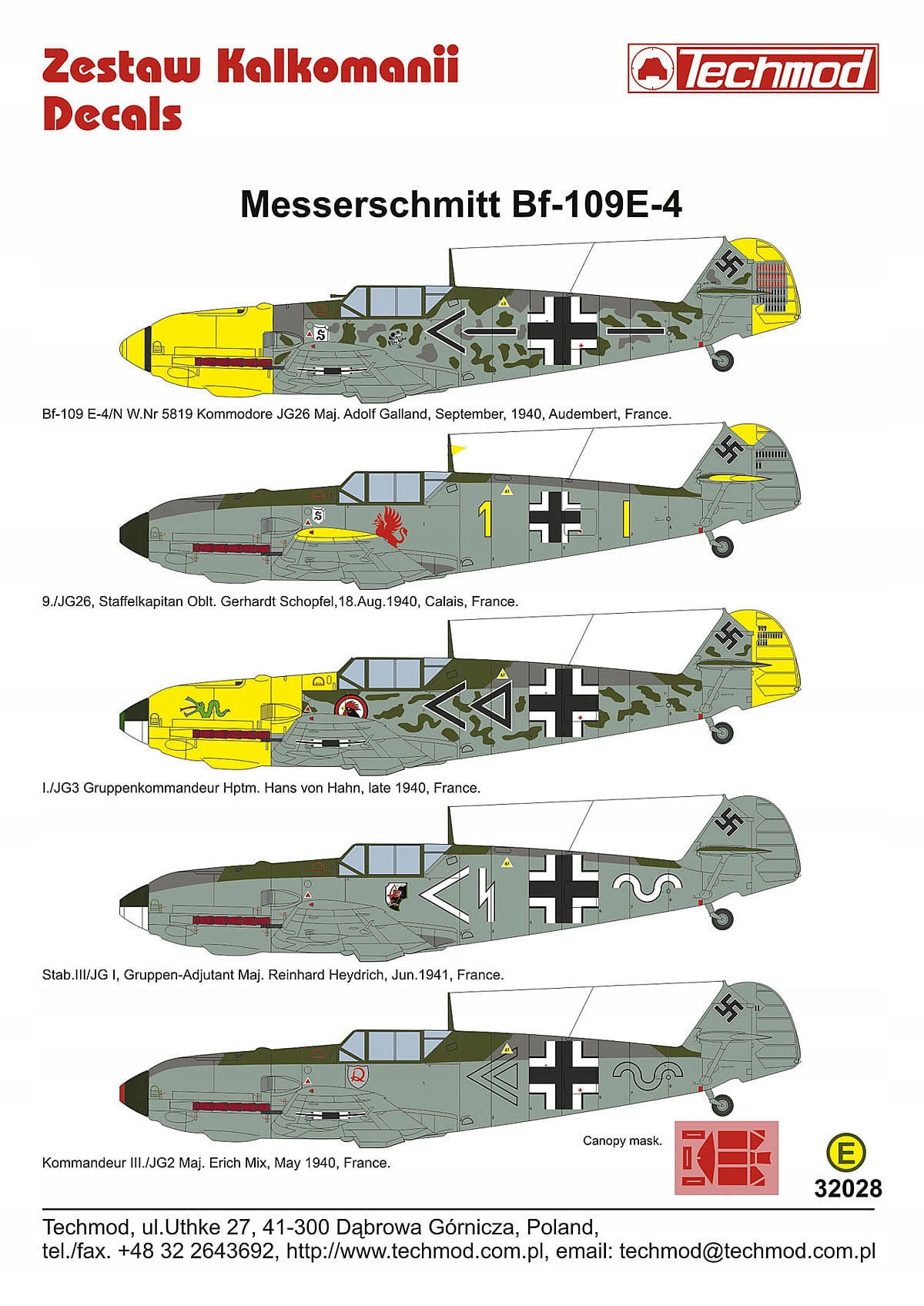 32028 Bf 109E-4 - 1940-41 • Cena, Opinie • Lotnictwo 17467333278 • Allegro