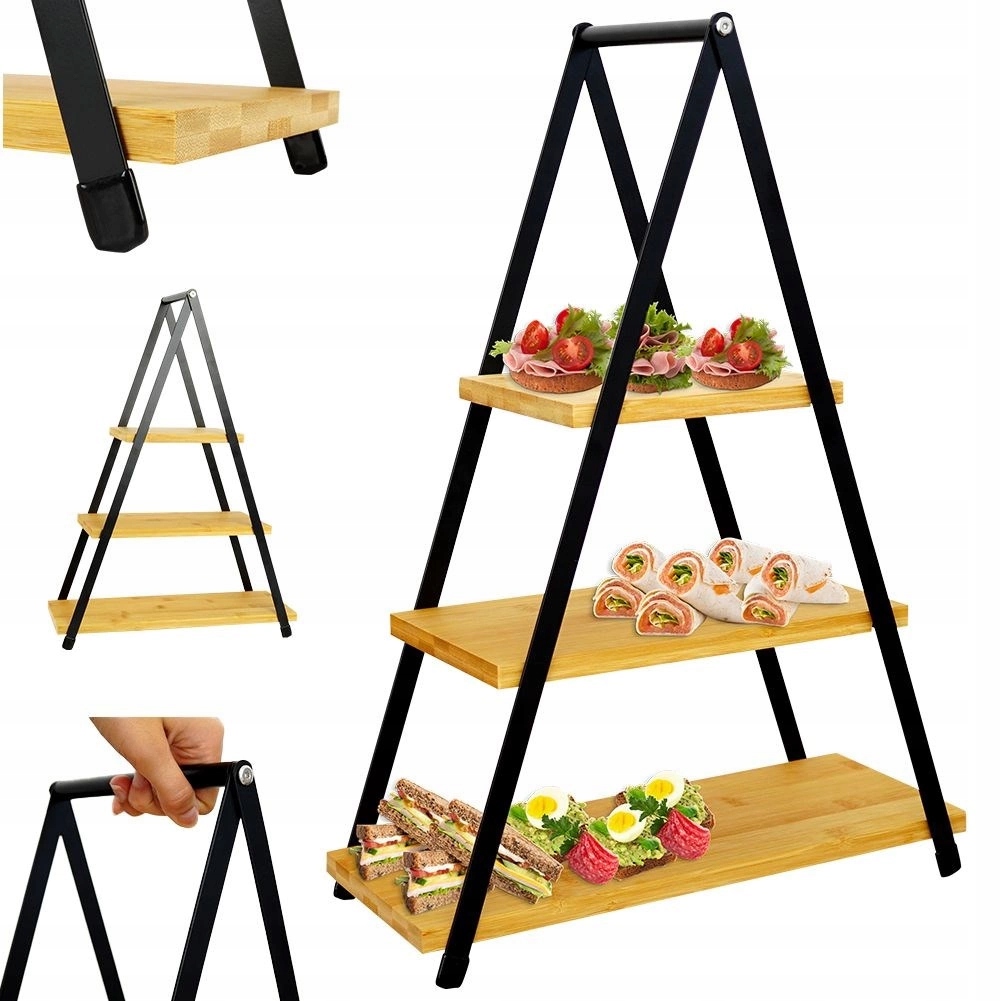 Podnos pro servírování Bambusová 3-patrová Excellent Houseware 38x16,5x53 cm