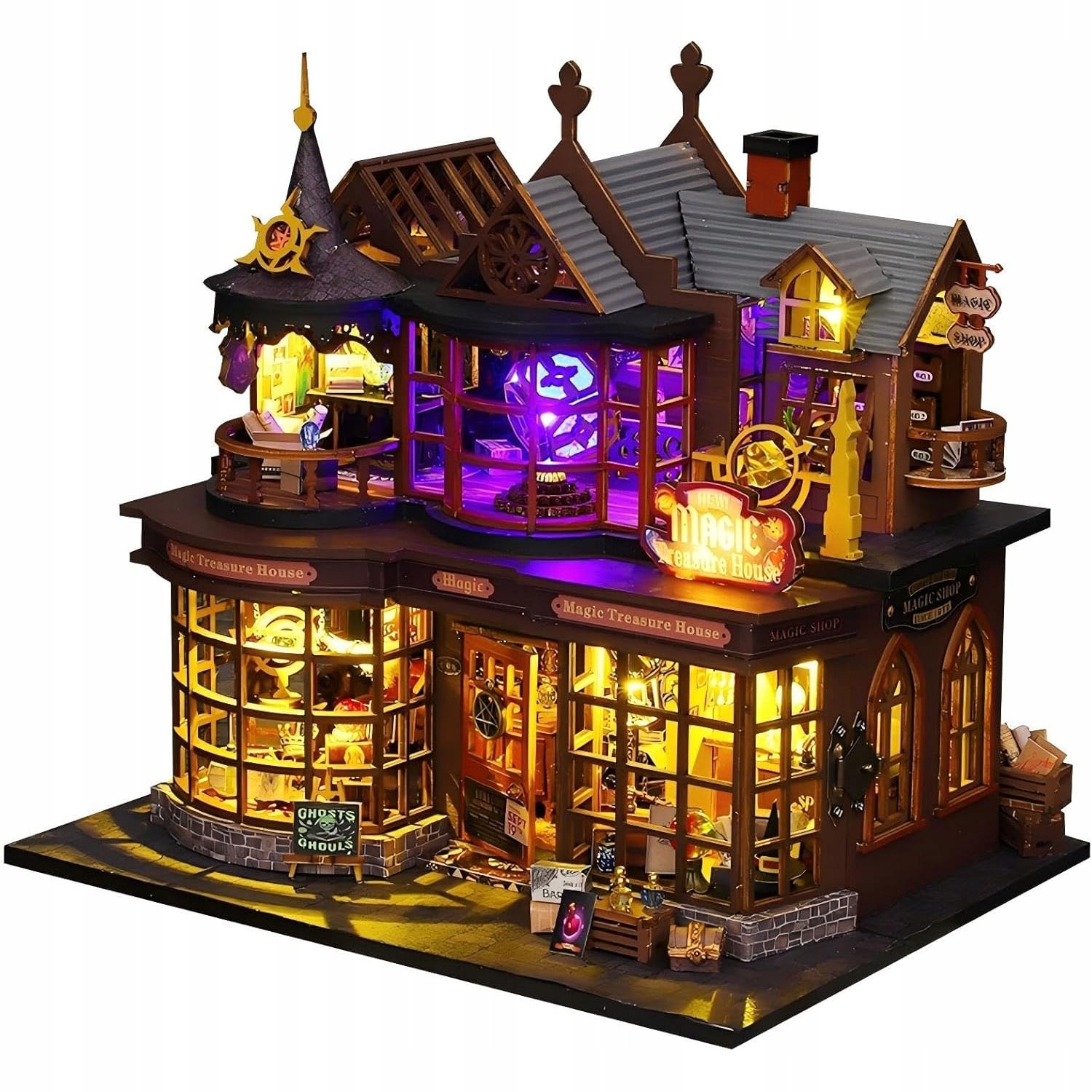 Miniaturowy Domek Diy Magiczny Skarbiec Puzzle 3D Zestaw Z Led
